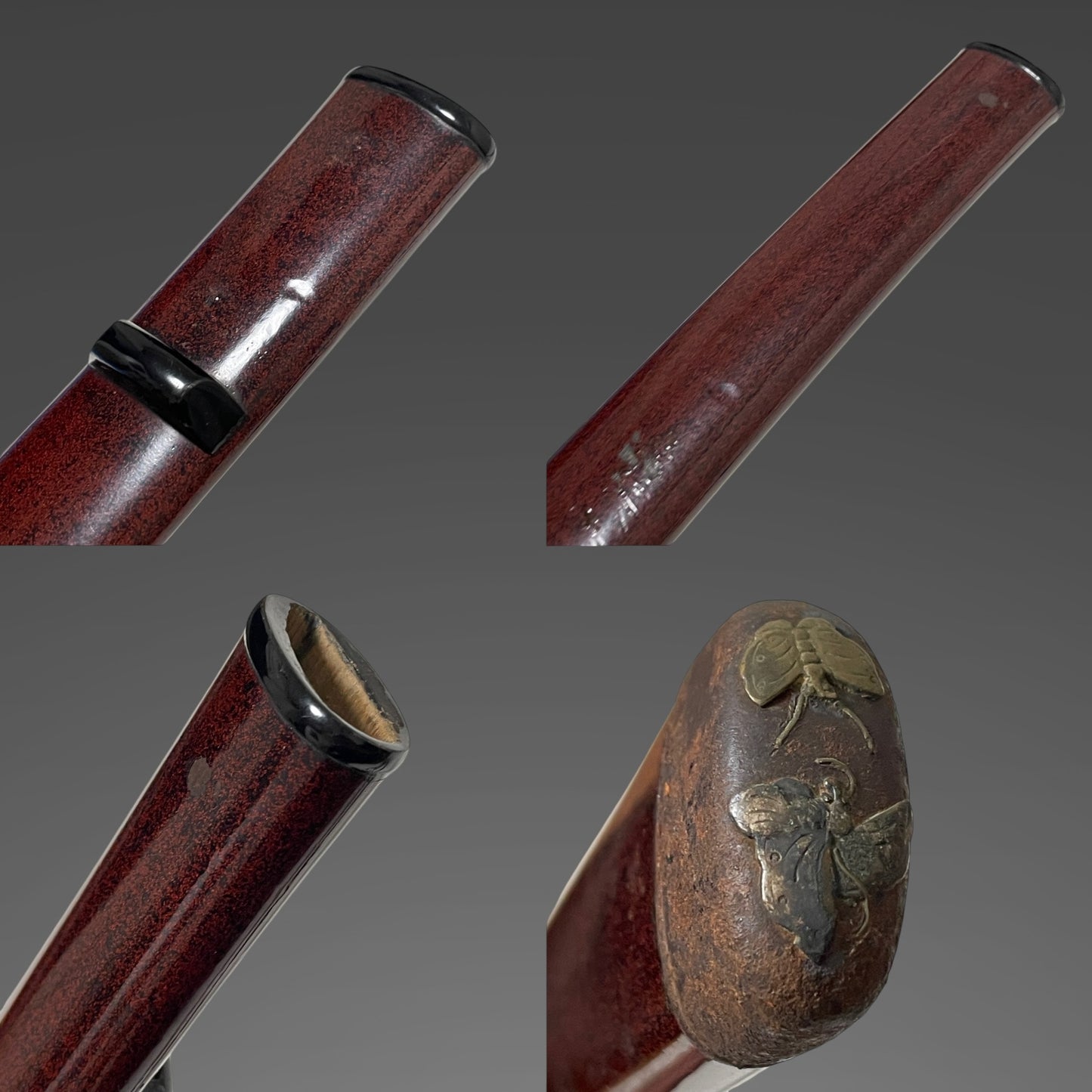 Butterfly Fittings Red Katana, Shakudo Flower Tsuba, Edo period mumei