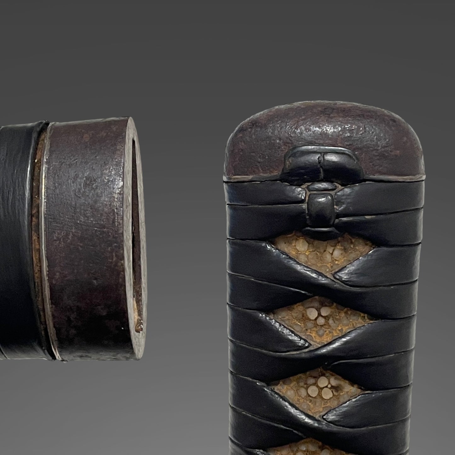 Minamoto Sae 源左衛 signed KATANA, Shakudo Myoga Menuki, Iron Fittings, Muromachi period