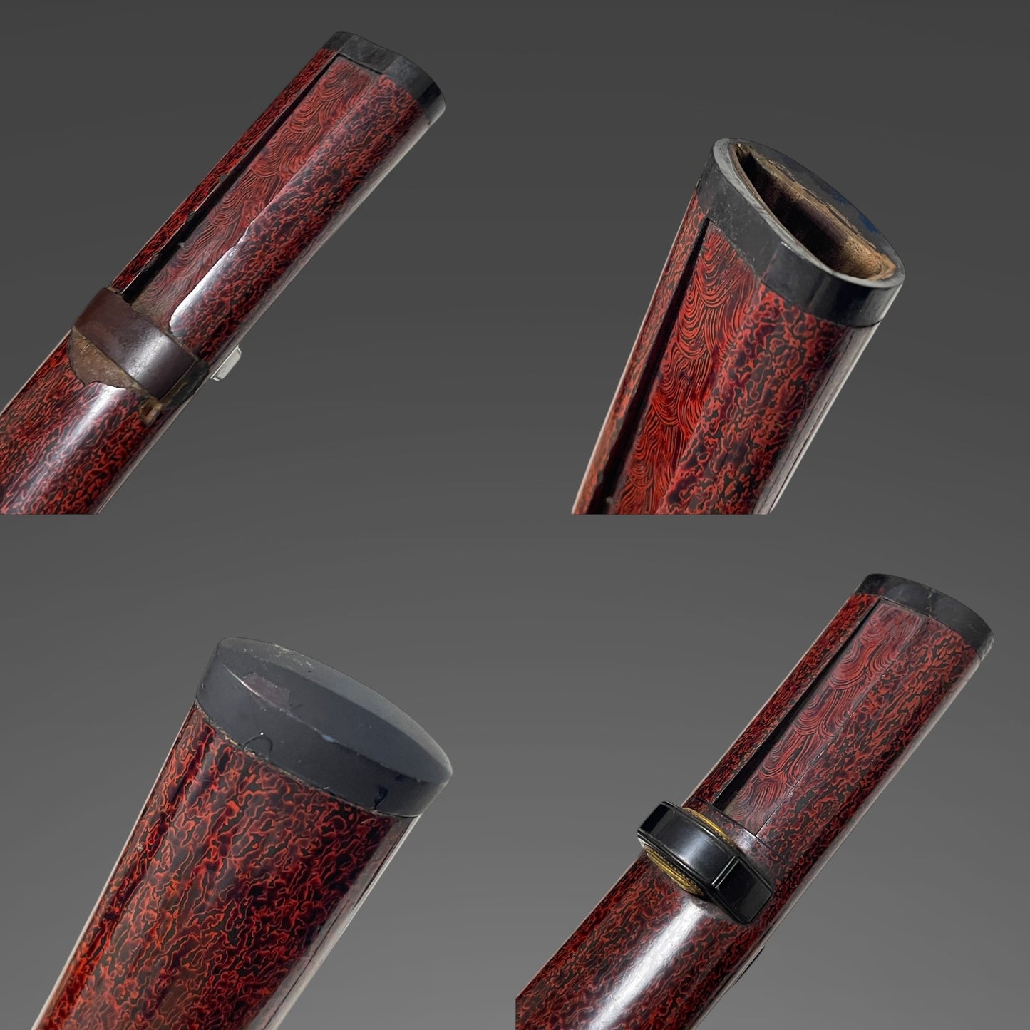 Red Wakizashi Catfish Kozuka,  Tsuda Echizennokami Sukehiro August 1681 signed