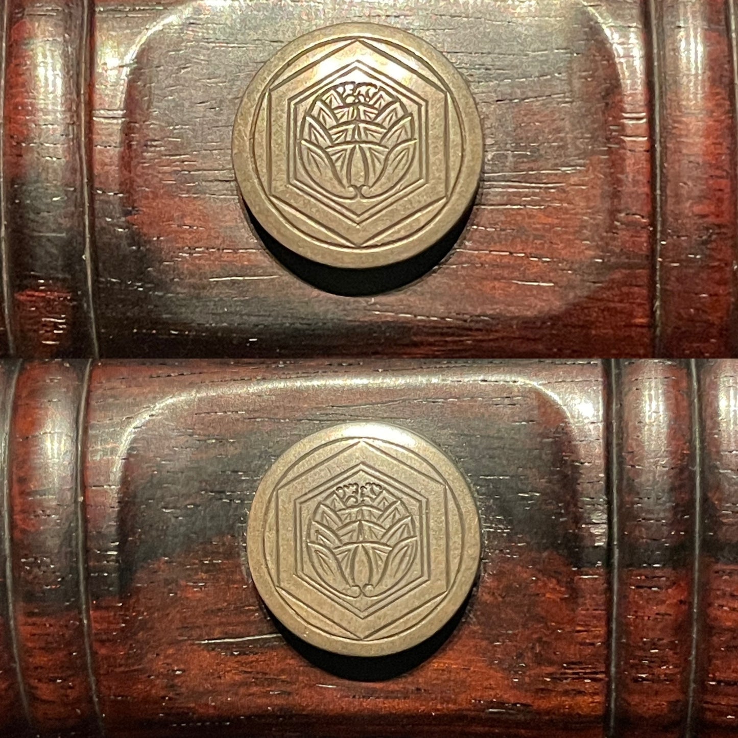 Bizenkoku Tomomitsu 備前國友光 signed TANTO, Yoshioka 吉岡 style Shakudo TSUBA