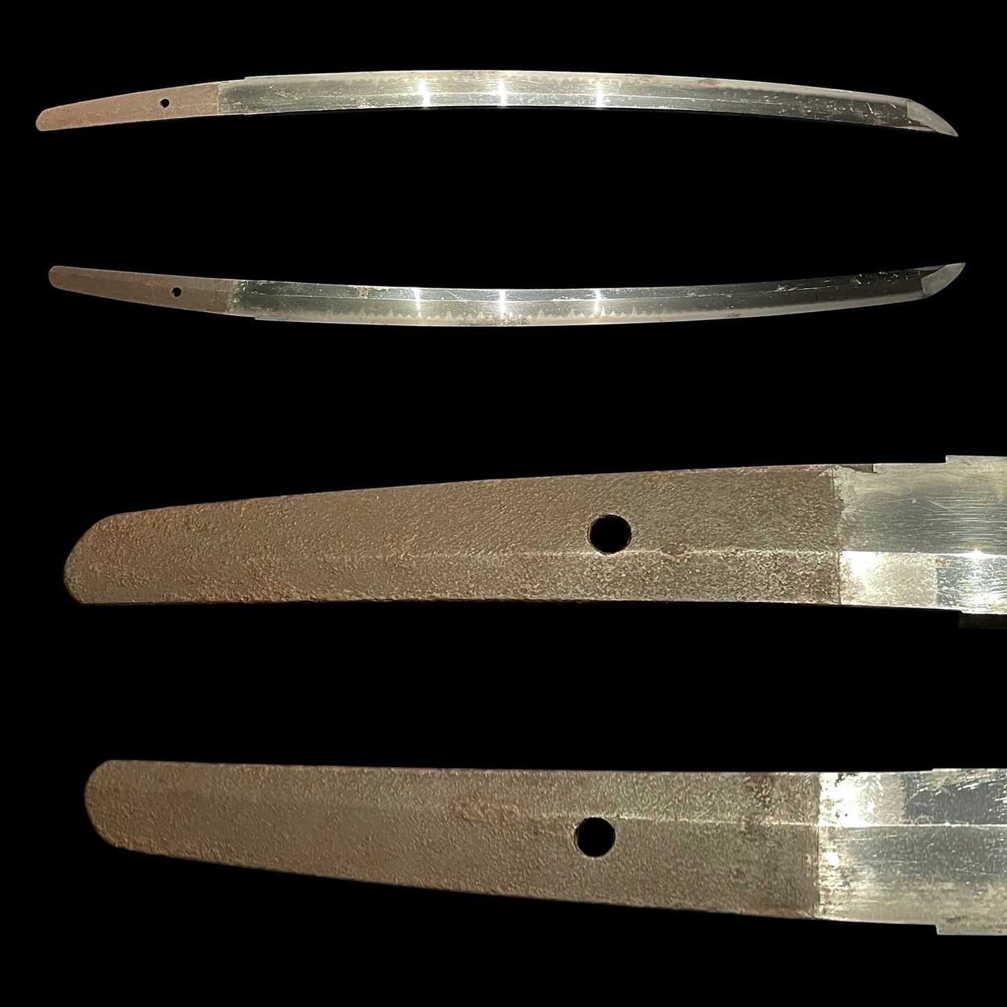 Sanbonsugi hamon 三本杉刃文 Wakizashi, Lotus root Thick Tsuba, Edo period mumei