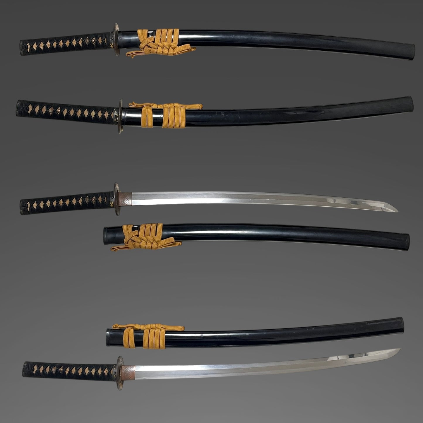 Long Wakizashi with Shakudo Bird Fuchikashira and Gold inaly Tsuba, Edo period mumei