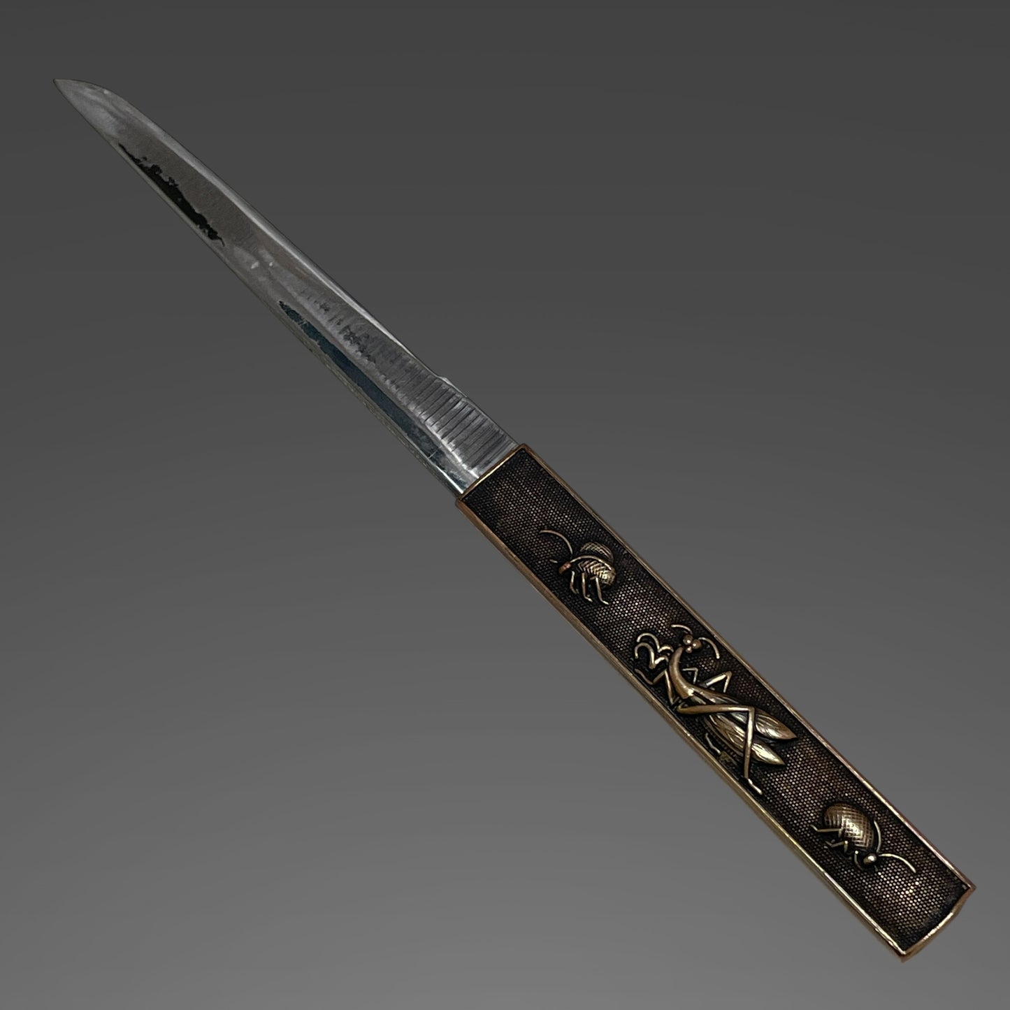 HITATSURA 皆焼 Wakizashi, Doi Shinryo 土肥真了 signed, Mantis Kozuka, Edo period