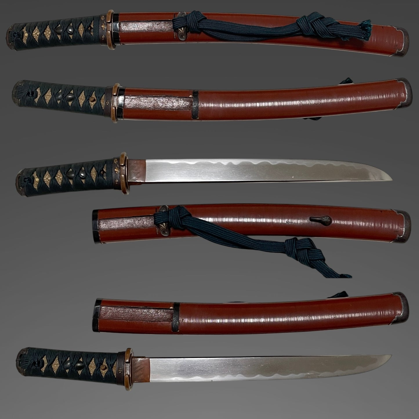 Dragonfly Fittings Red TANTO,  Hokinokami Fujiwara Nobutaka 伯耆守藤原信高 signed, Edo period