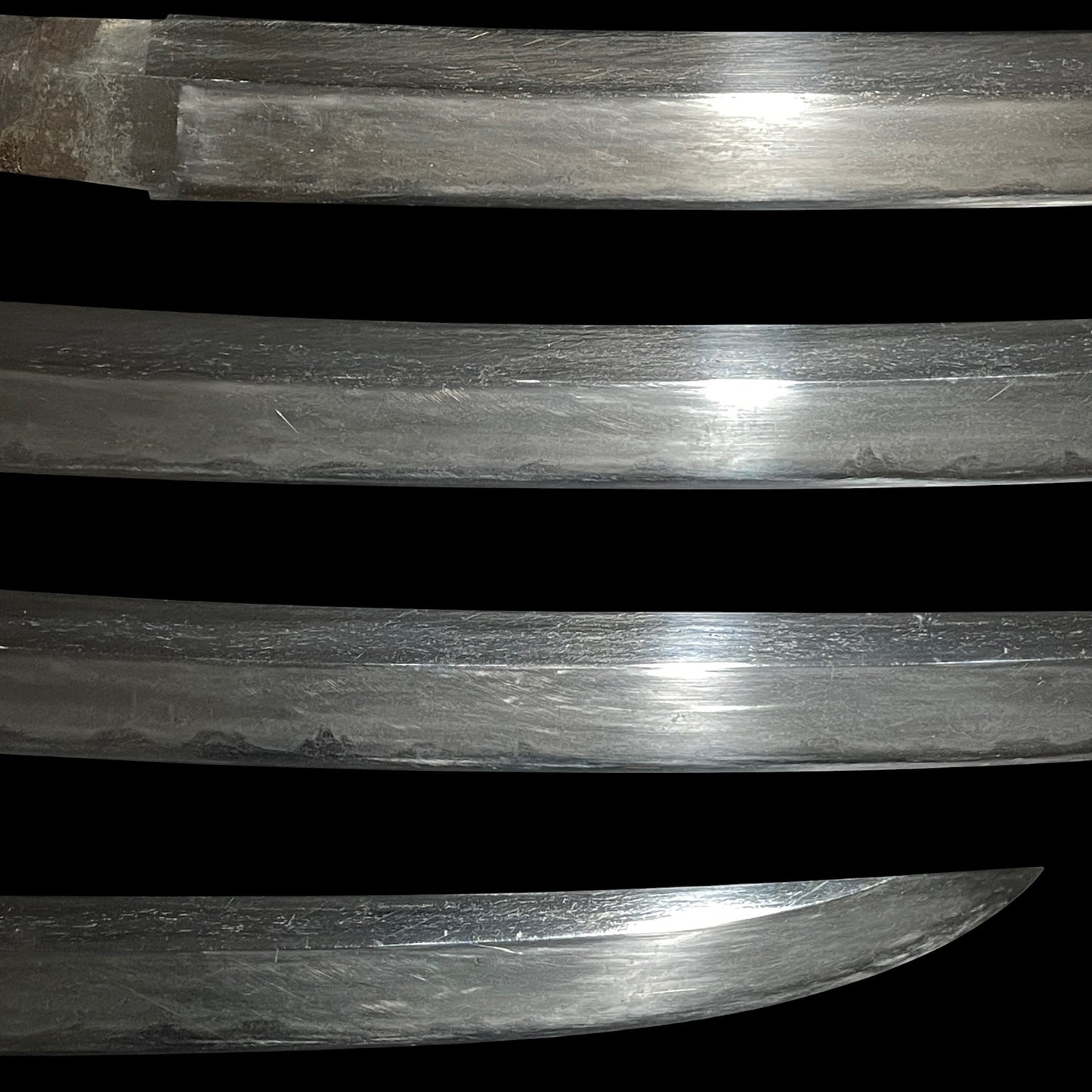 Naginata Naoshi Wakizashi, Samurai Tsuba, Miminaga Usagi 耳長兎 Fuchi, Muromachi period mumei