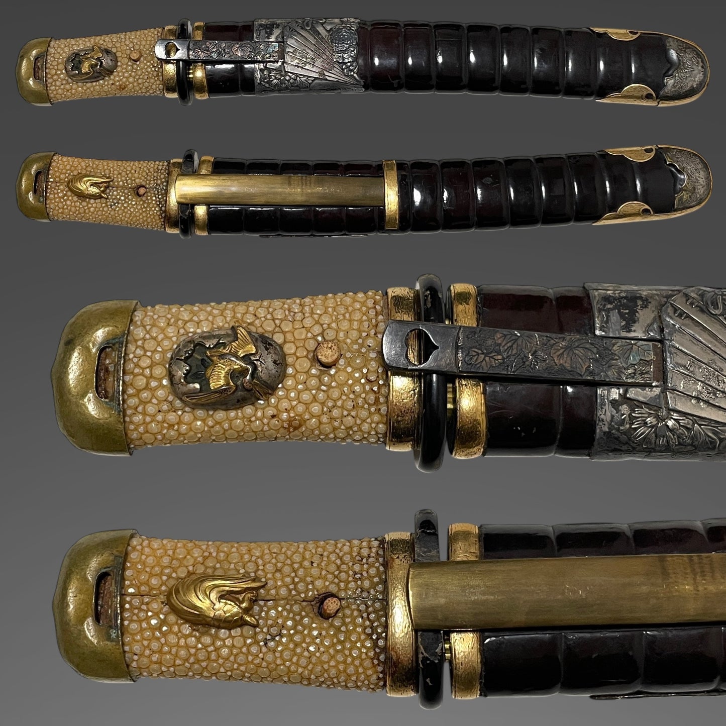 HORIMONO 彫物 Tanto, Fudo-Myoo 不動明王, with Kozuka Kogai, Edo period mumei