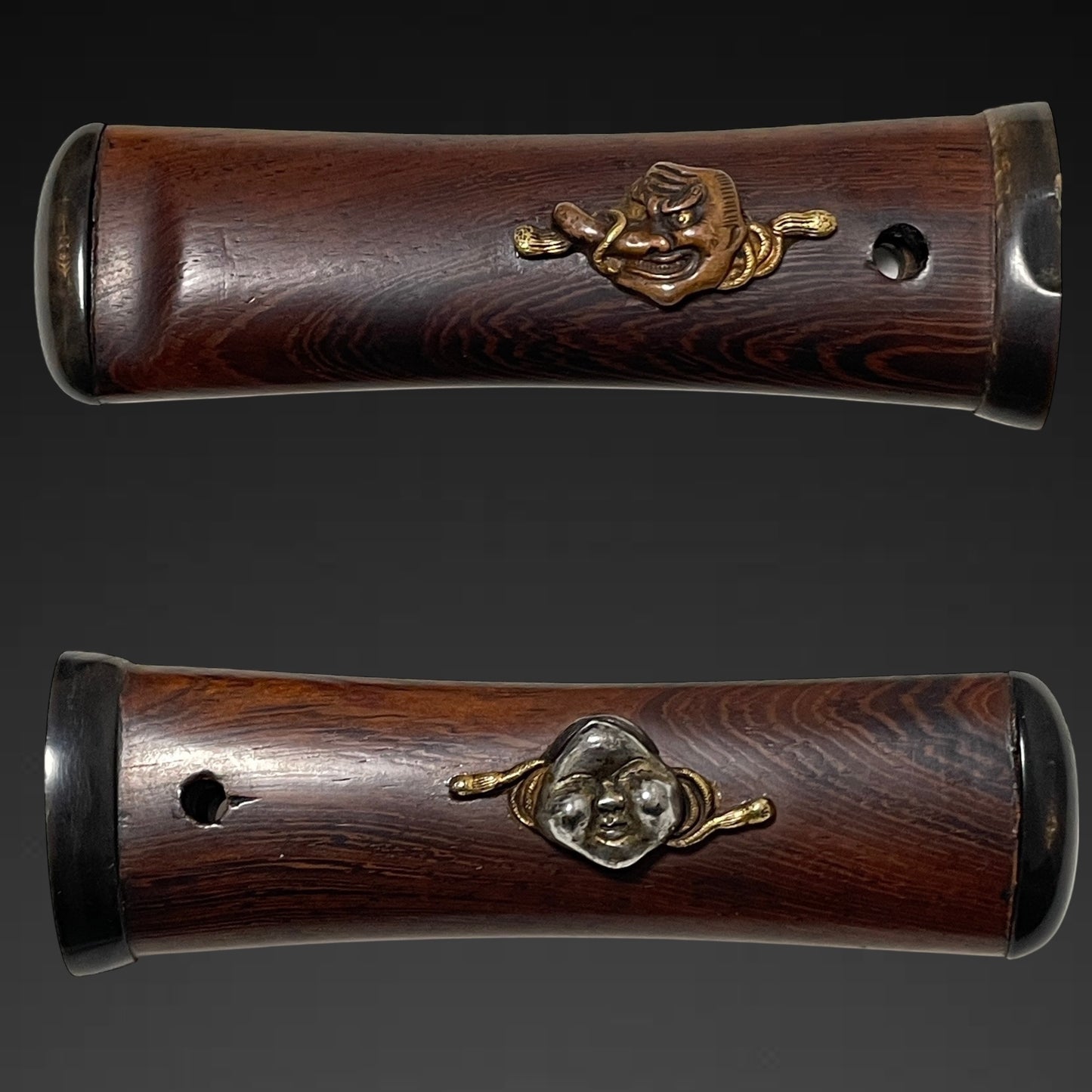 TENGU Menuki 天狗目貫 Aikuchi TANTO, Wari-Kogai and Raden Scabbard, Edo period mumei