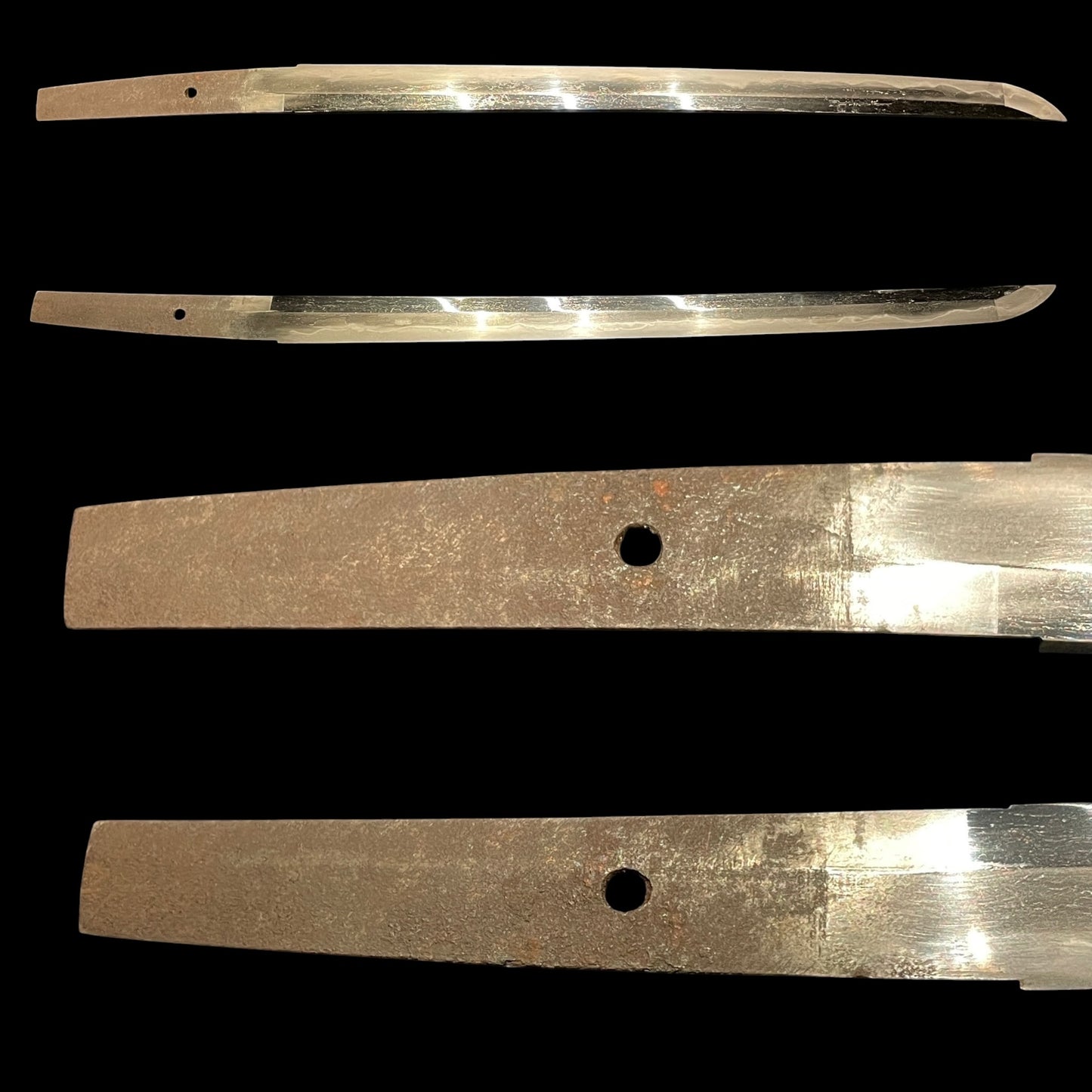 Copper Fittings TANTO, Kanji 漢字 Kozuka, Homarekizu 誉傷, Edo period mumei