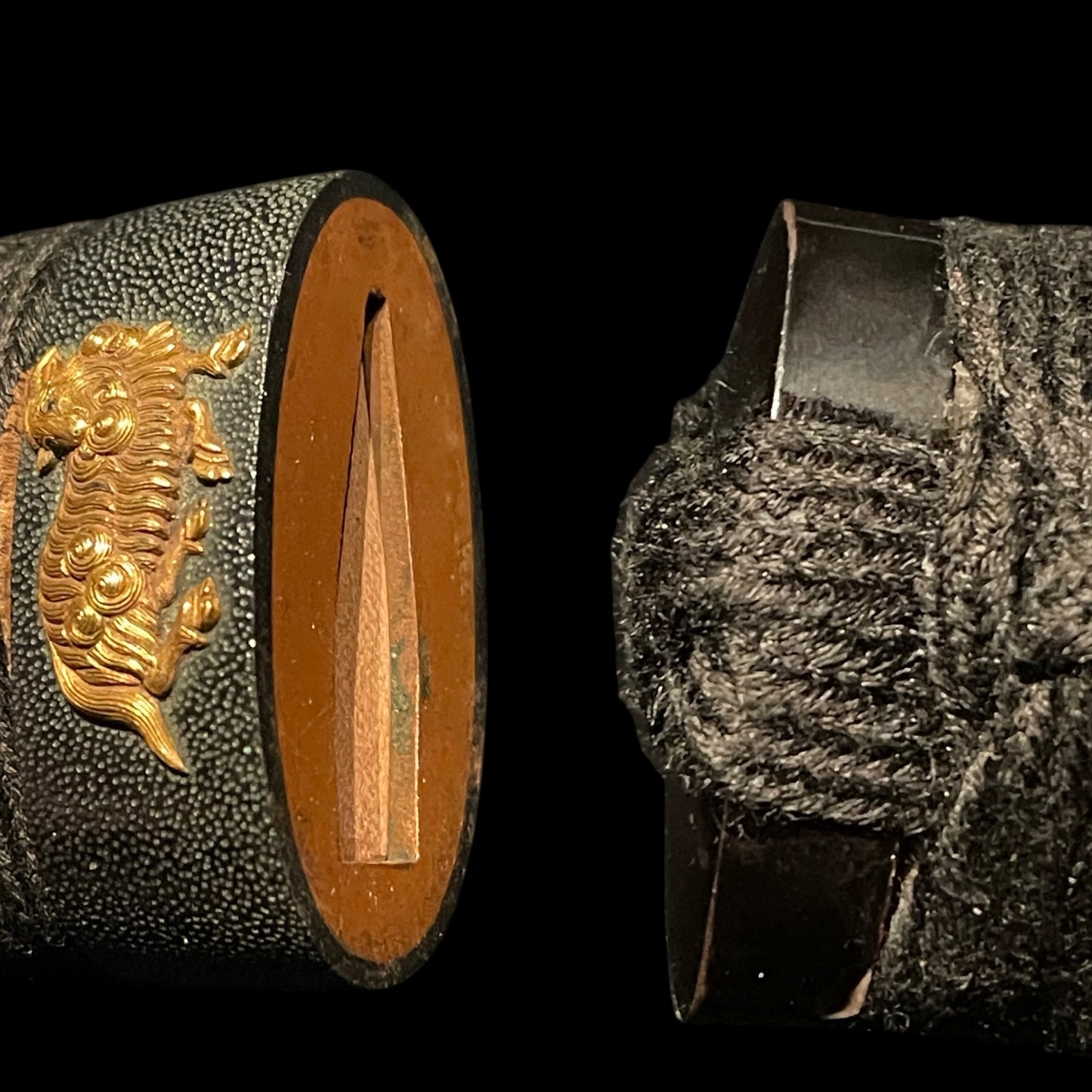 Goat Fuchi and Signed Tsuba WAKIZASHI, Tsuzumi 鼓 Menuki, Edo period mumei