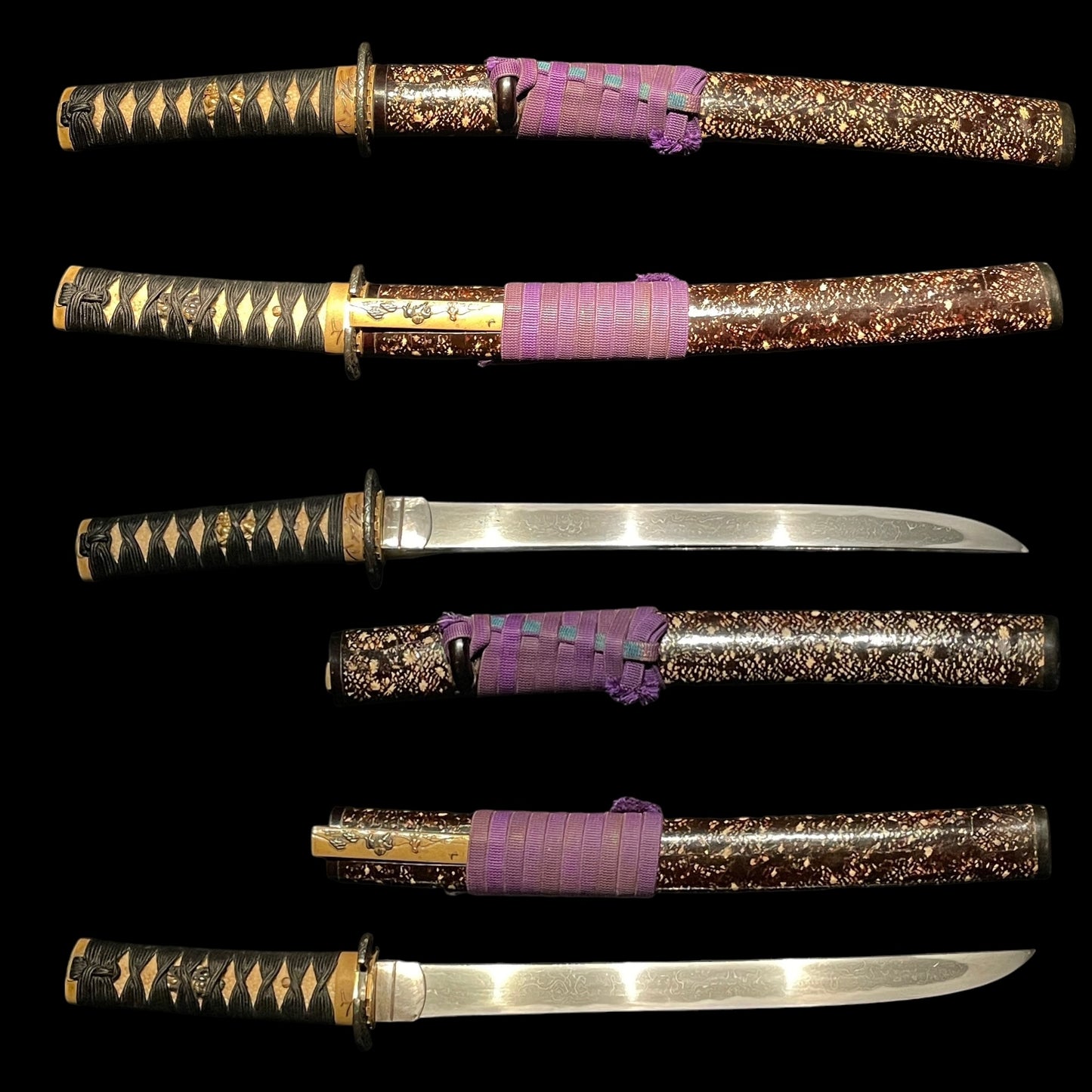 Kunisuke 國助 signed TANTO, Brass Fuchikashira and Kozuka, Muromachi period