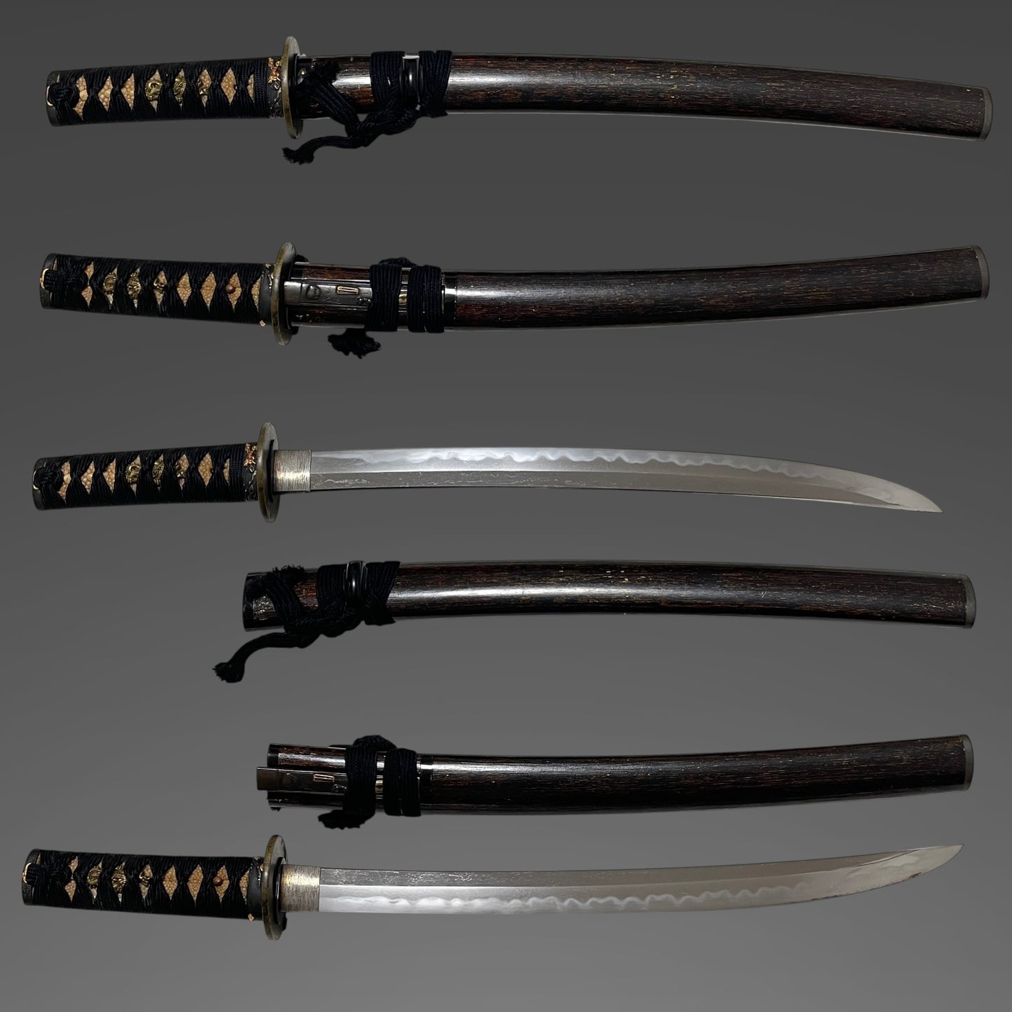 Nagamaki Naoshi Style Wakizashi, Signed Shibuichi Tsuba, Muromachi period mumei