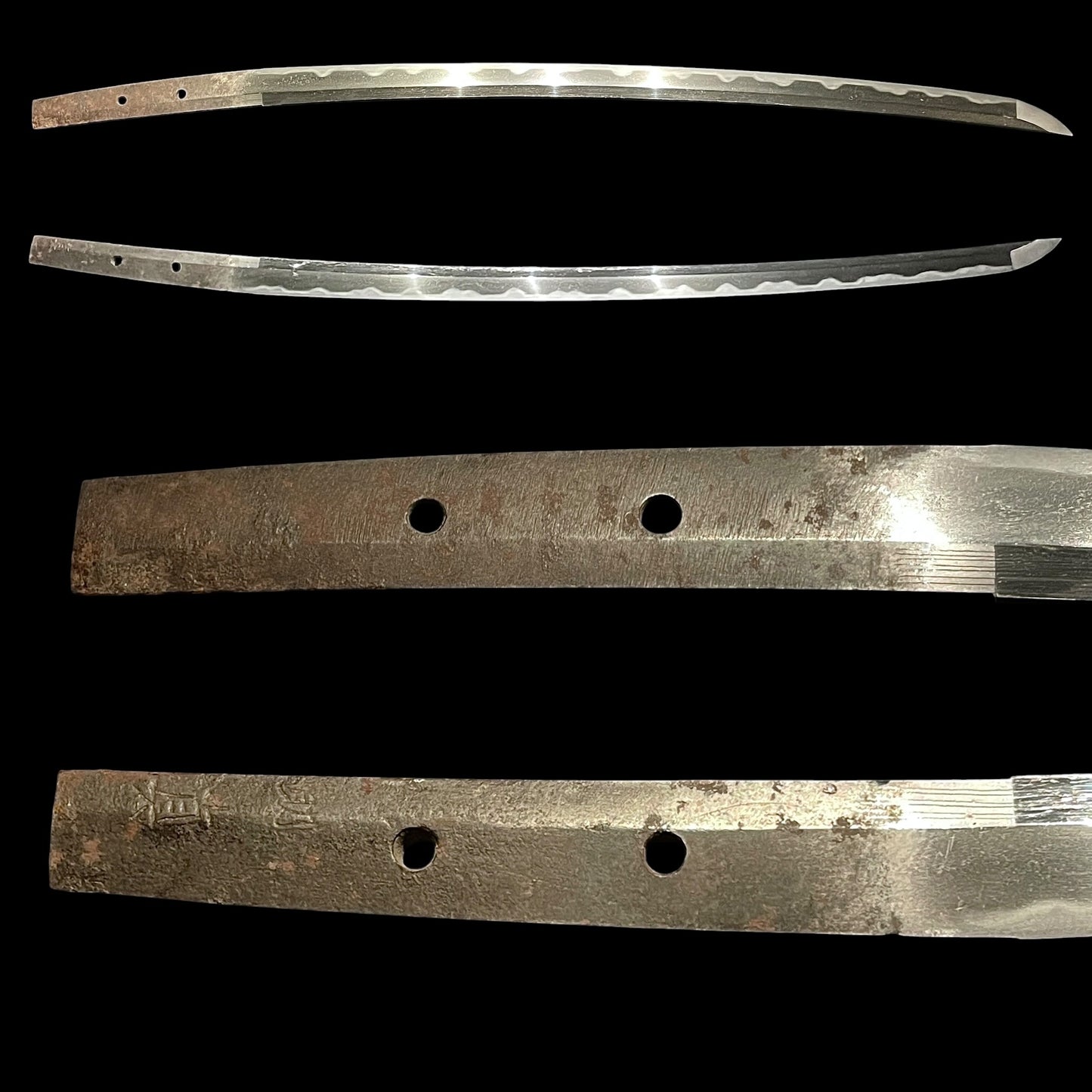 Amazing Hamon Sukezane 助真 signed Wakizashi, Copper Fuchikashira, Edo period