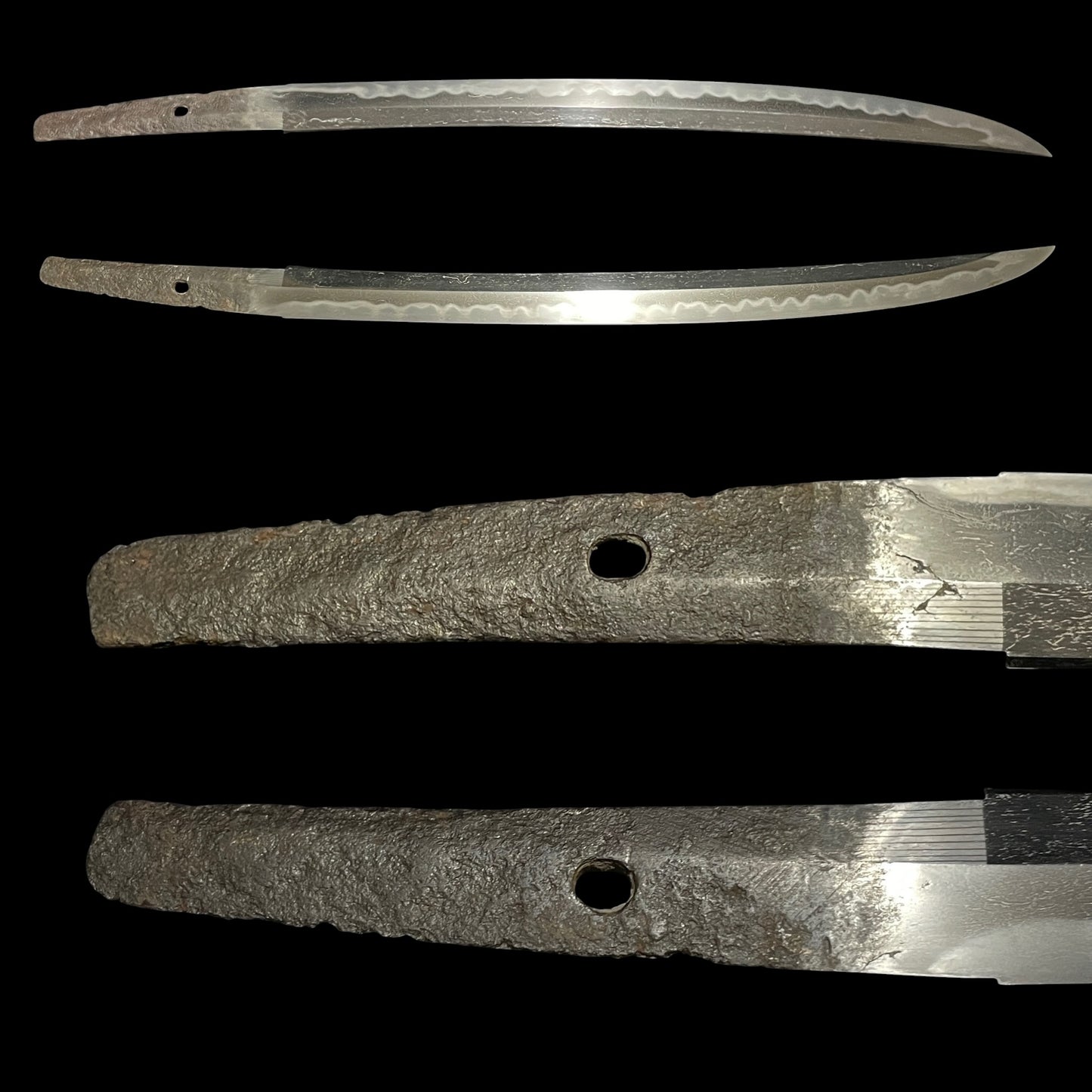 Nagamaki Naoshi Style Wakizashi, Signed Shibuichi Tsuba, Muromachi period mumei