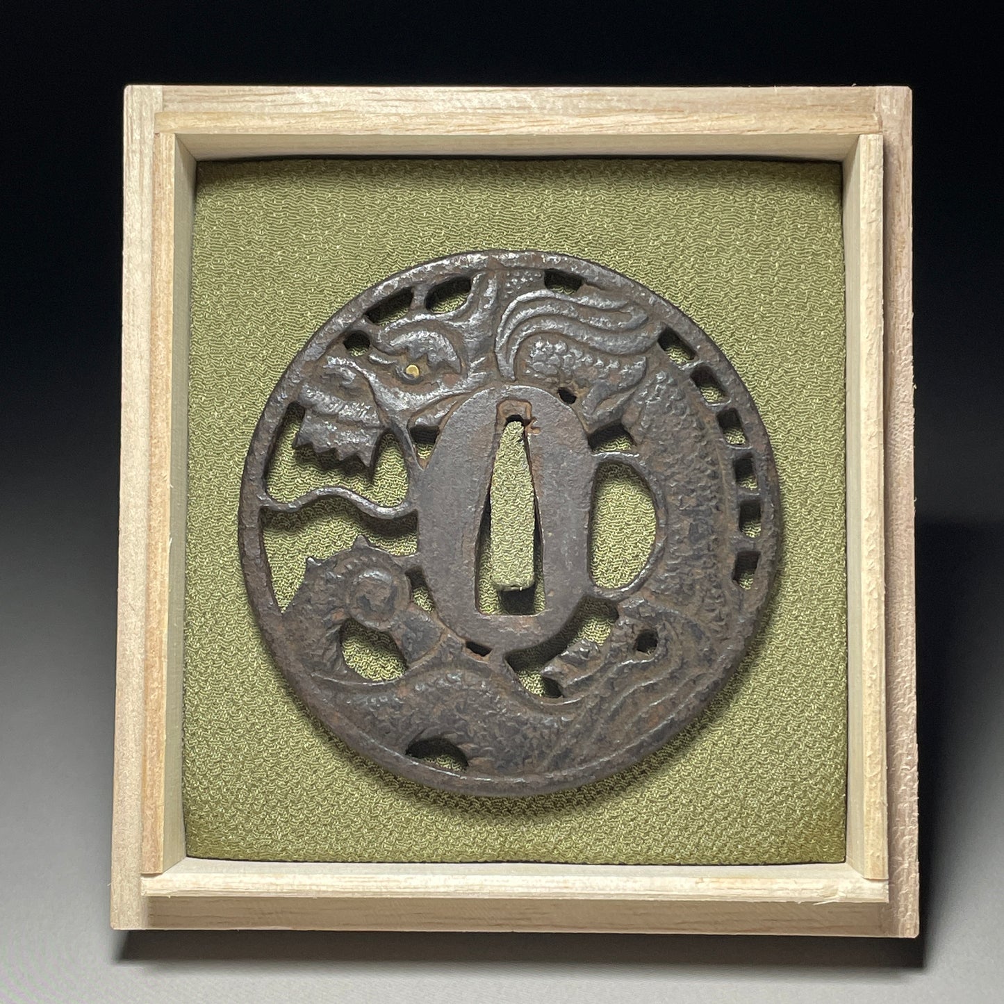 Dragon Sukashi TSUBA, 龍透鍔, Edo period, Iron back, 79x79x4.4mm 118g