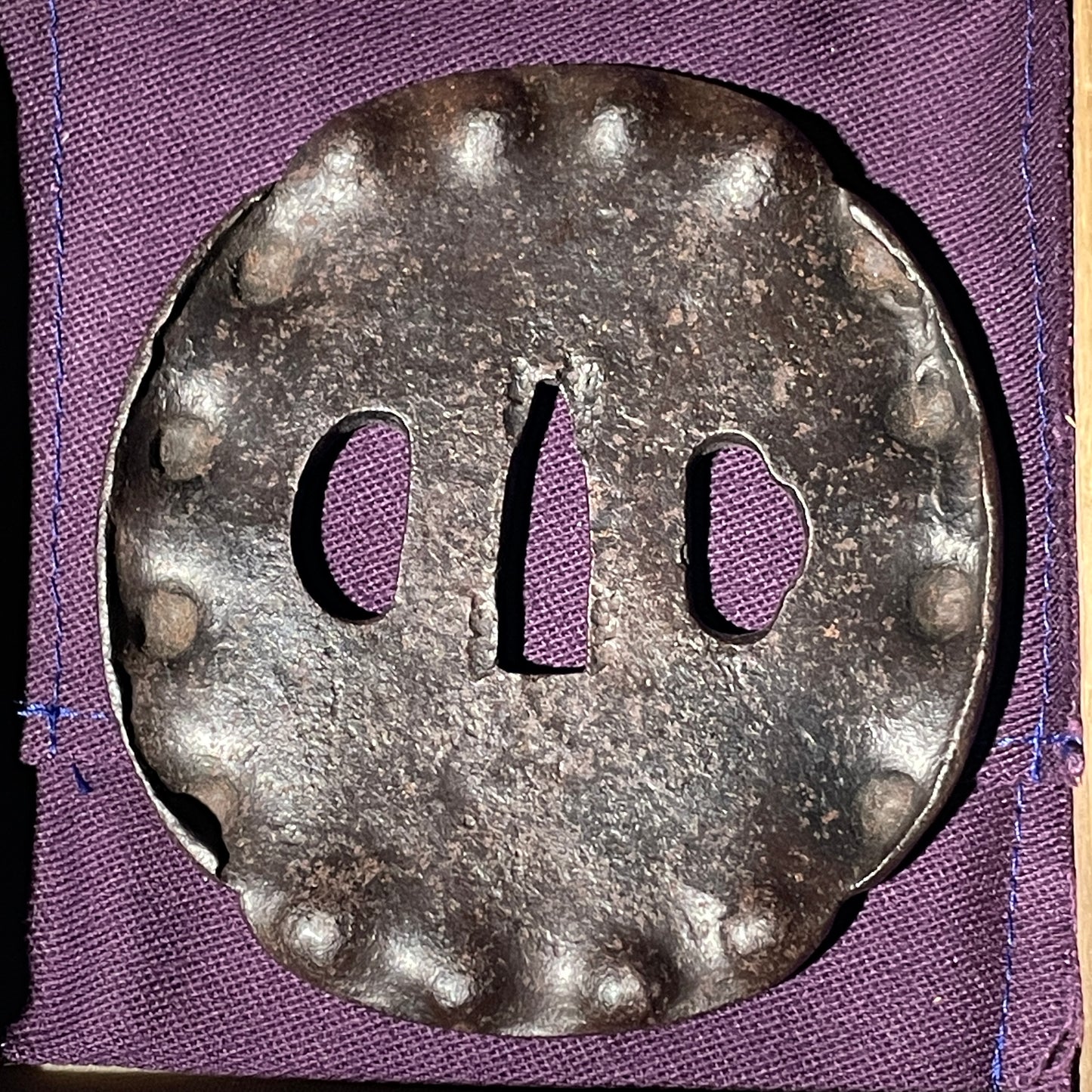 Abalone Shell 鮑貝 TSUBA, Iron back, Edo period, with BOX