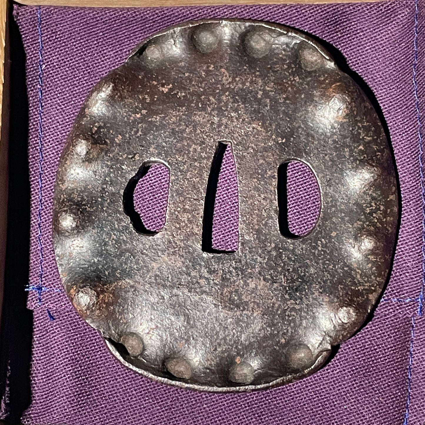 Abalone Shell 鮑貝 TSUBA, Iron back, Edo period, with BOX