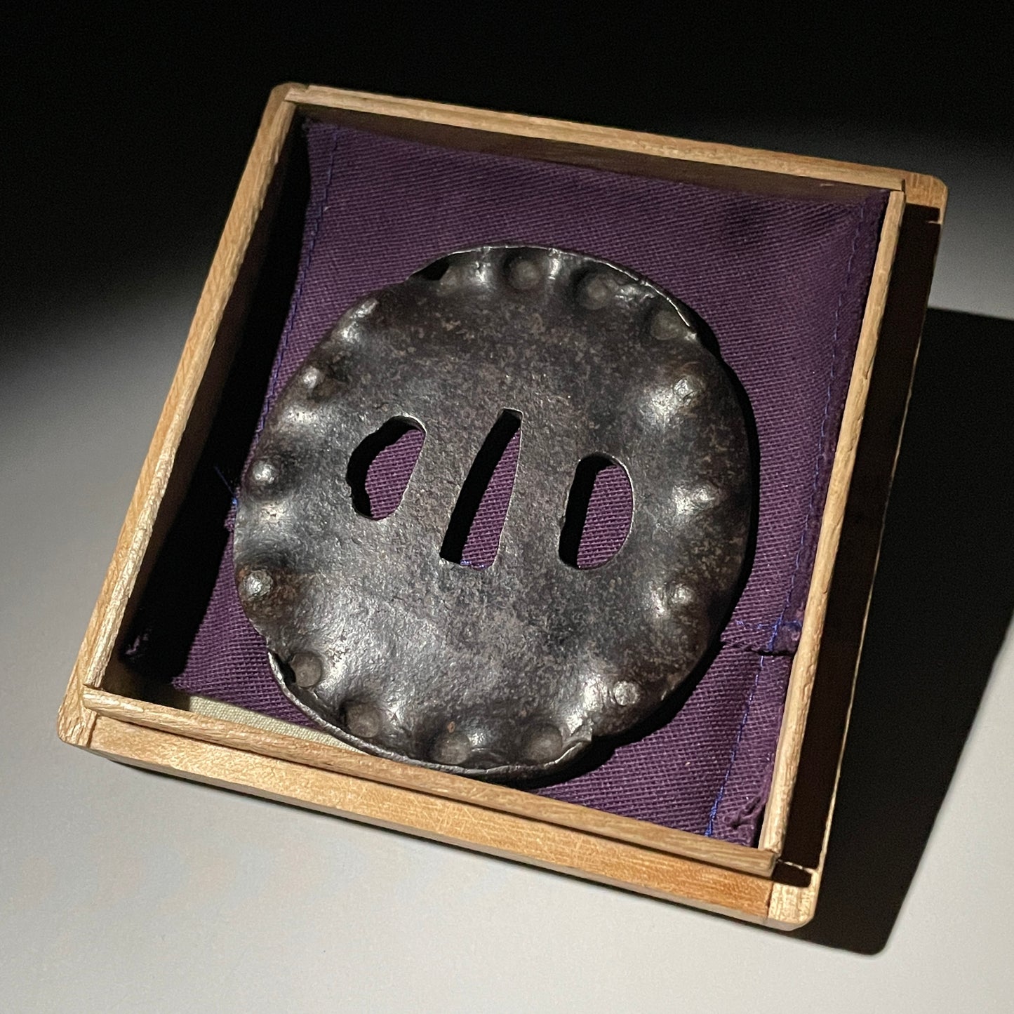 Abalone Shell 鮑貝 TSUBA, Iron back, Edo period, with BOX