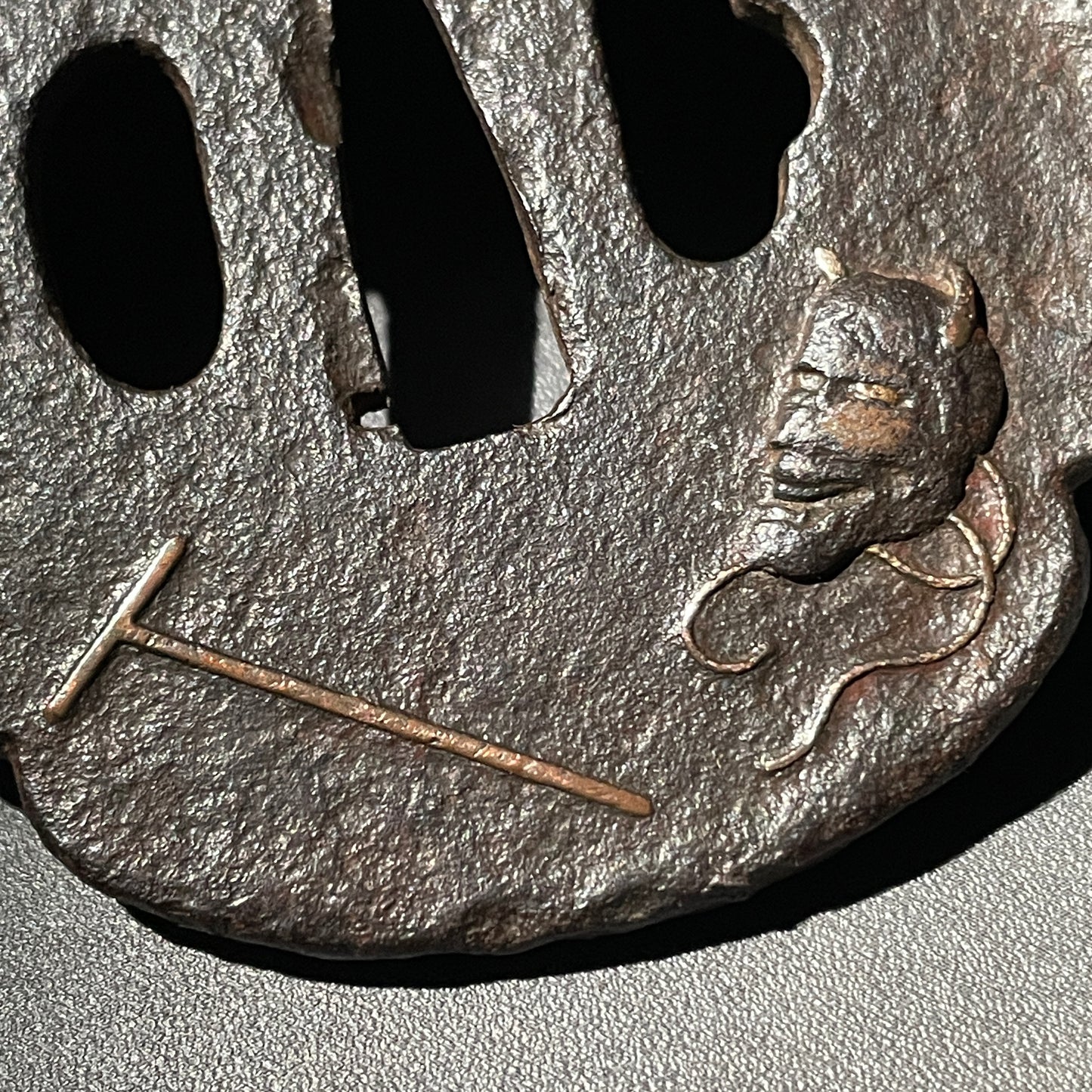 HANNYA 般若 and Uchizue 打杖 TSUBA, Iron back, Edo period