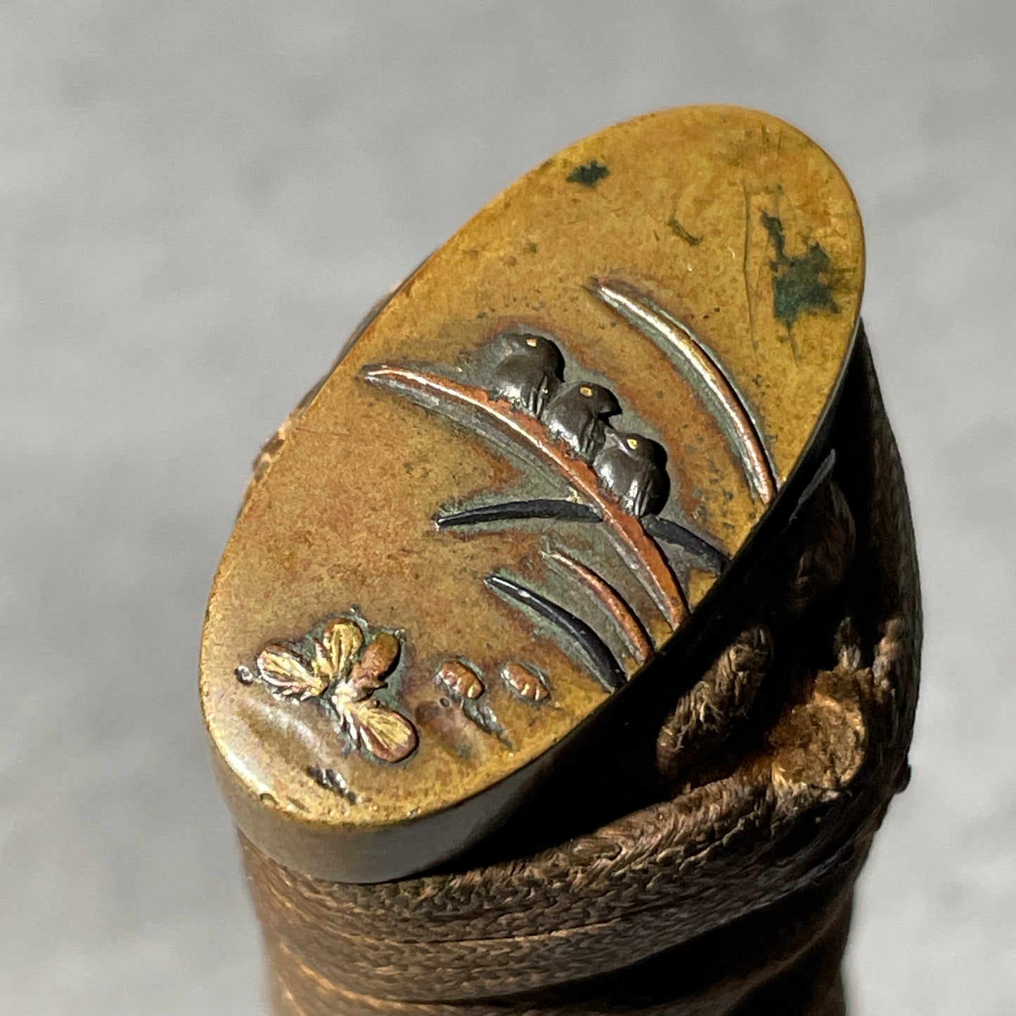 Bird Fuchikashira, Tsuka Handle 柄前 Brass Fittings, Edo period