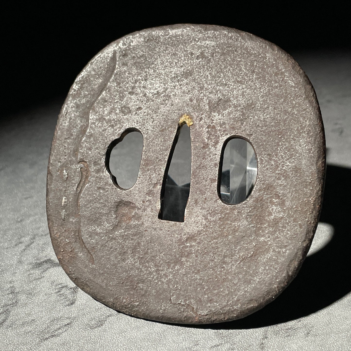 Willow and Umbrella Large TSUBA, Iron back, Edo period, with BOX