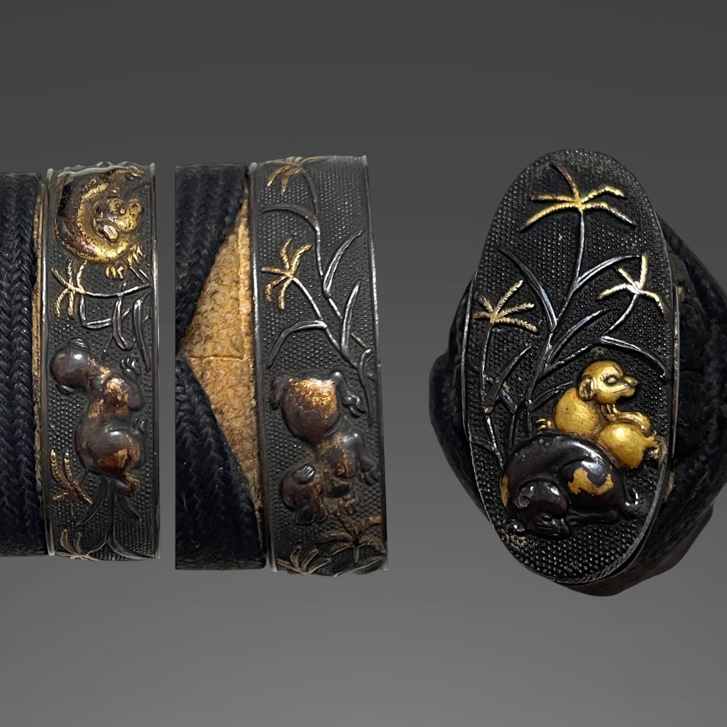 Sadamune 貞宗 signed Wakizashi, Dog Fuchikashira, Shakudo Kozuka, Edo period