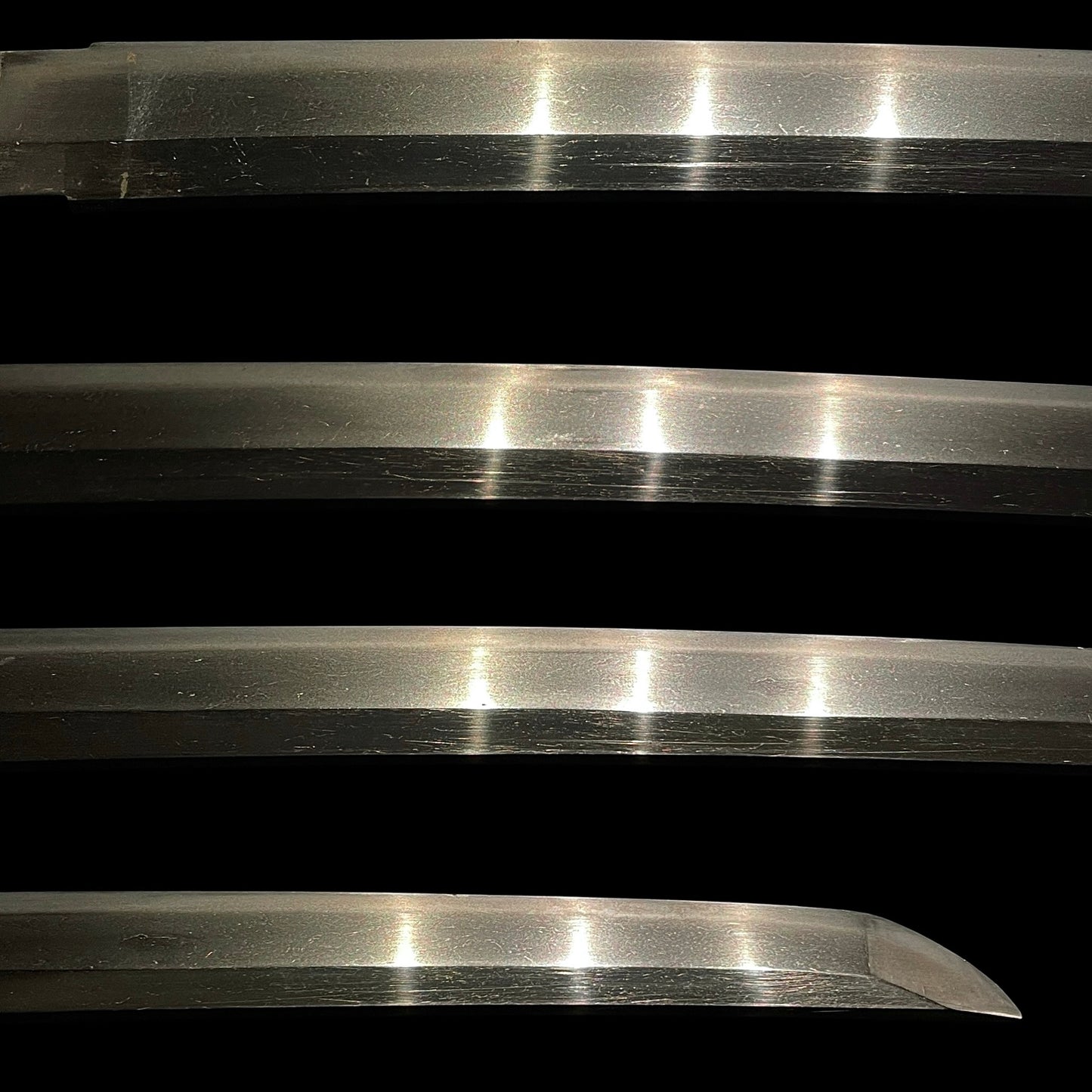 Shibuichi Fuchikashira, Black Wakizashi, Suguha 直刃 Hamon, Edo period mumei