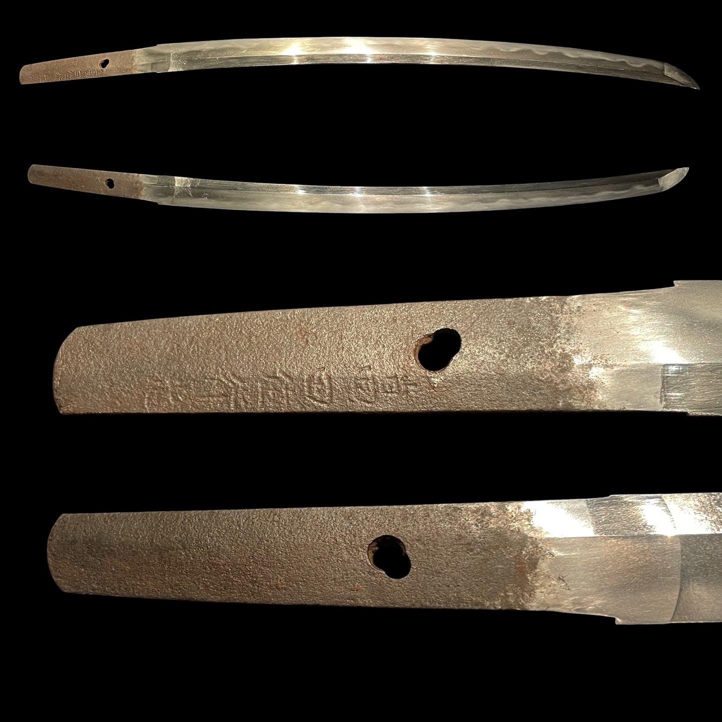 Takadaju Yukimitsu 高田住行光 signed Wakizashi, Guribori 倶利彫り Kashira, Sadatoshi signed Fuchi