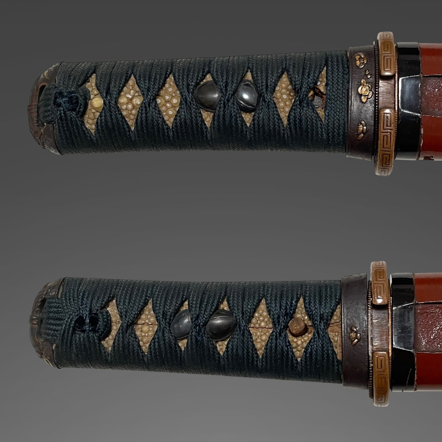 Dragonfly Fittings Red TANTO,  Hokinokami Fujiwara Nobutaka 伯耆守藤原信高 signed, Edo period