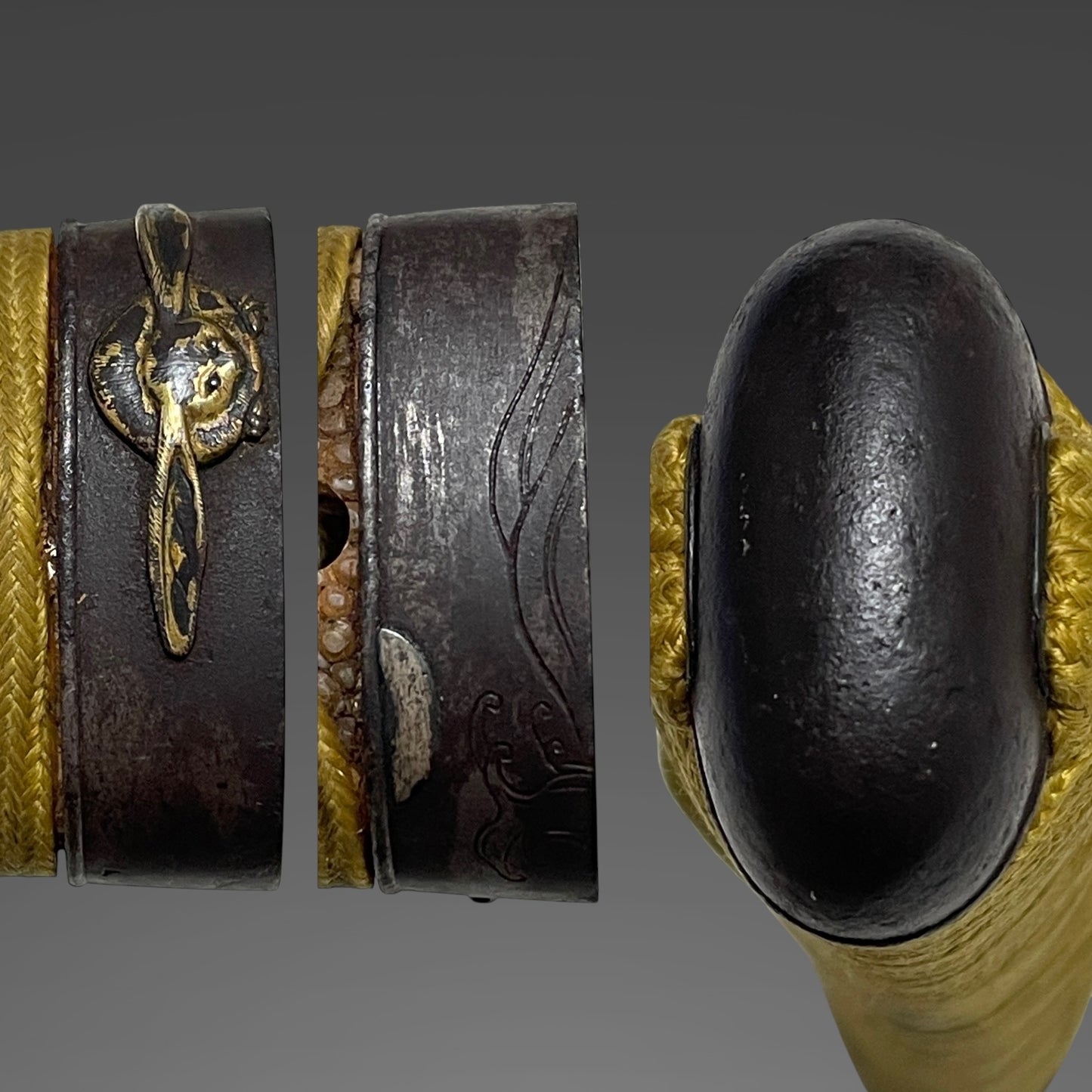 Naginata Naoshi Wakizashi, Samurai Tsuba, Miminaga Usagi 耳長兎 Fuchi, Muromachi period mumei