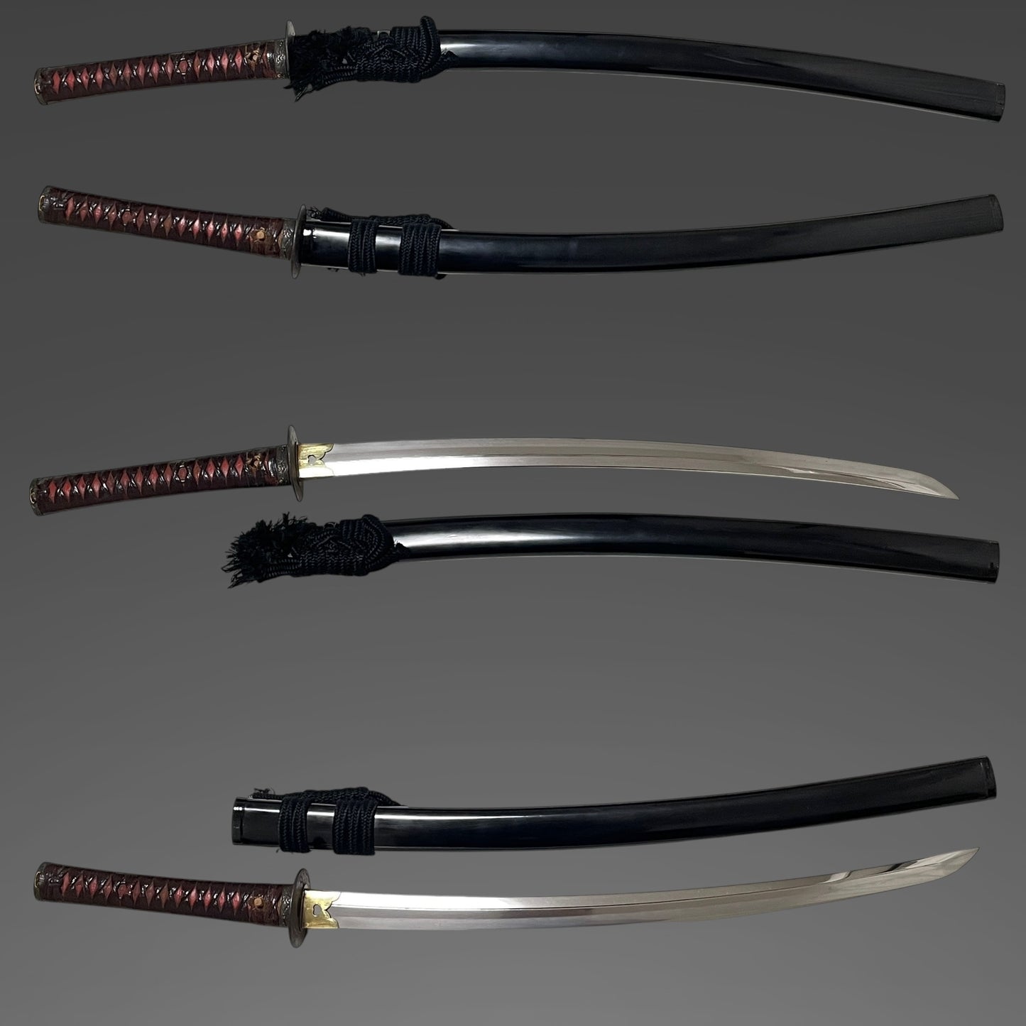 Long Wakizashi, Soebi 添樋, Waterfowl Tsuba, Wave Fuchikashira, Edo period mumei