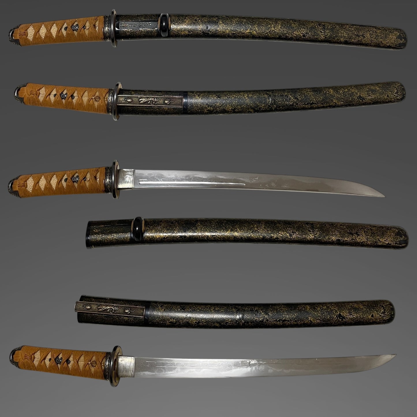 HITATSURA 皆焼 Wakizashi, Doi Shinryo 土肥真了 signed, Mantis Kozuka, Edo period