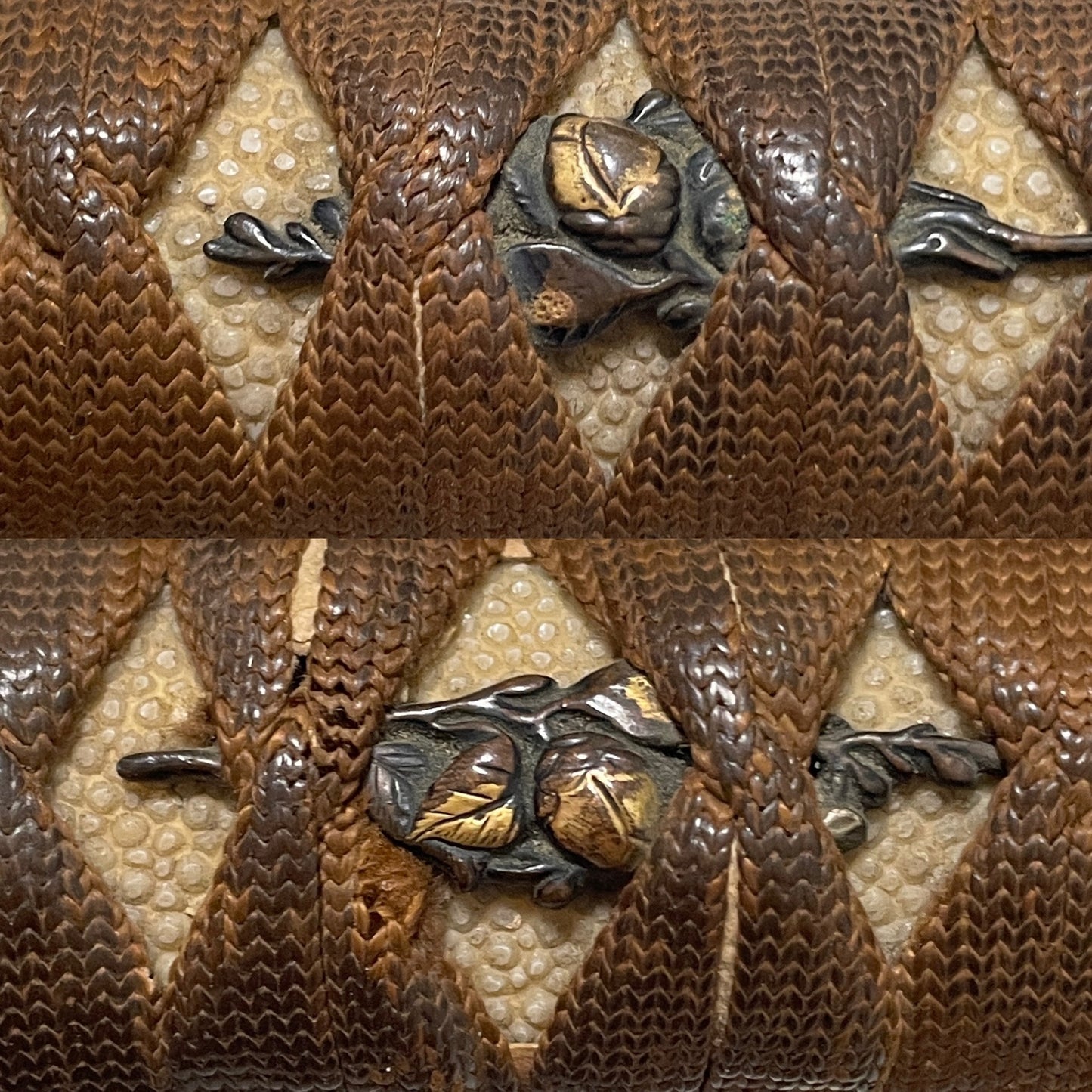 Tanbanokami Fujiwara Terukado 丹波守藤原照門 signed Wakizashi, Pine needles Fuchikashira