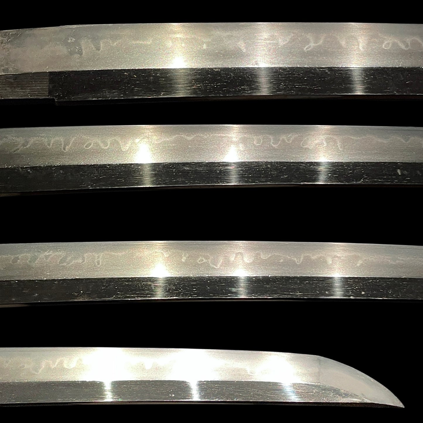 Fish and shellfish Fittings, Amazing Hamon Wakizashi, Edo period mumei