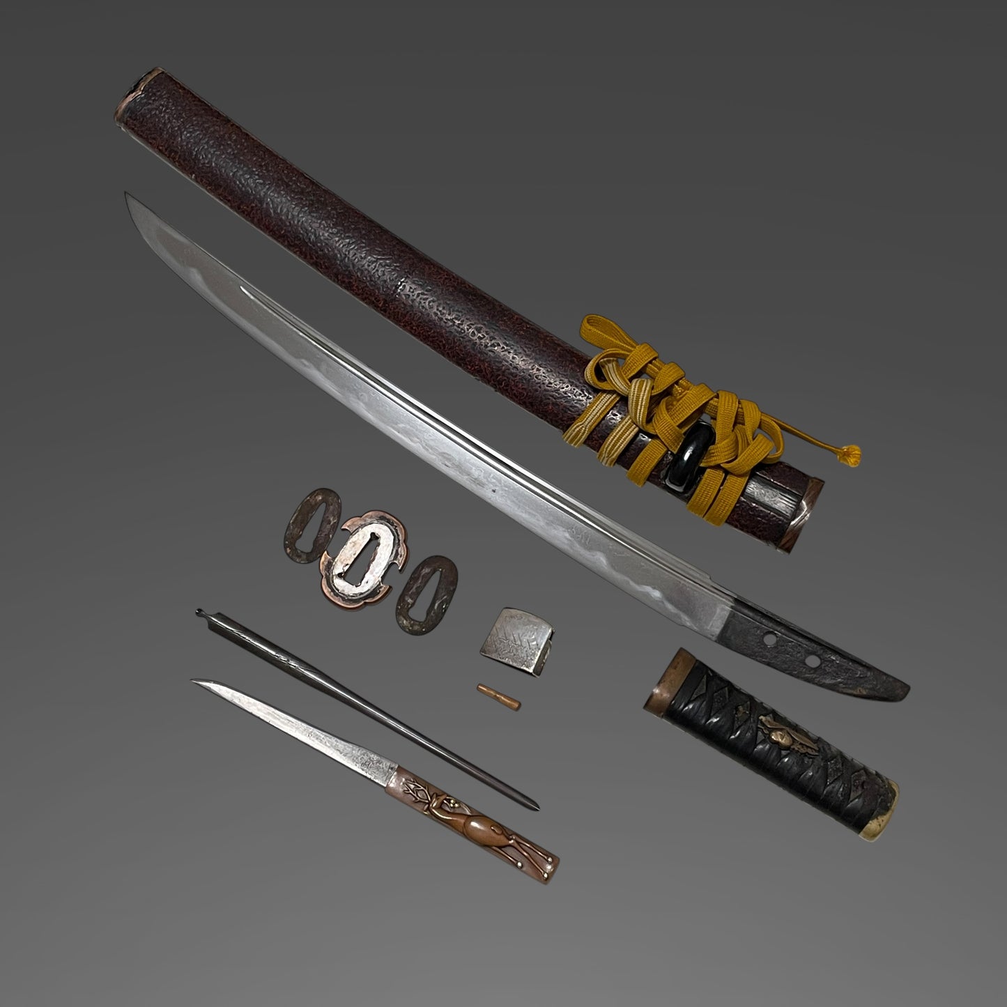 Sue-Seki 末関,  Hirazukuri Wakizashi, 平造脇差, with Kozuka kogai, Muromachi period