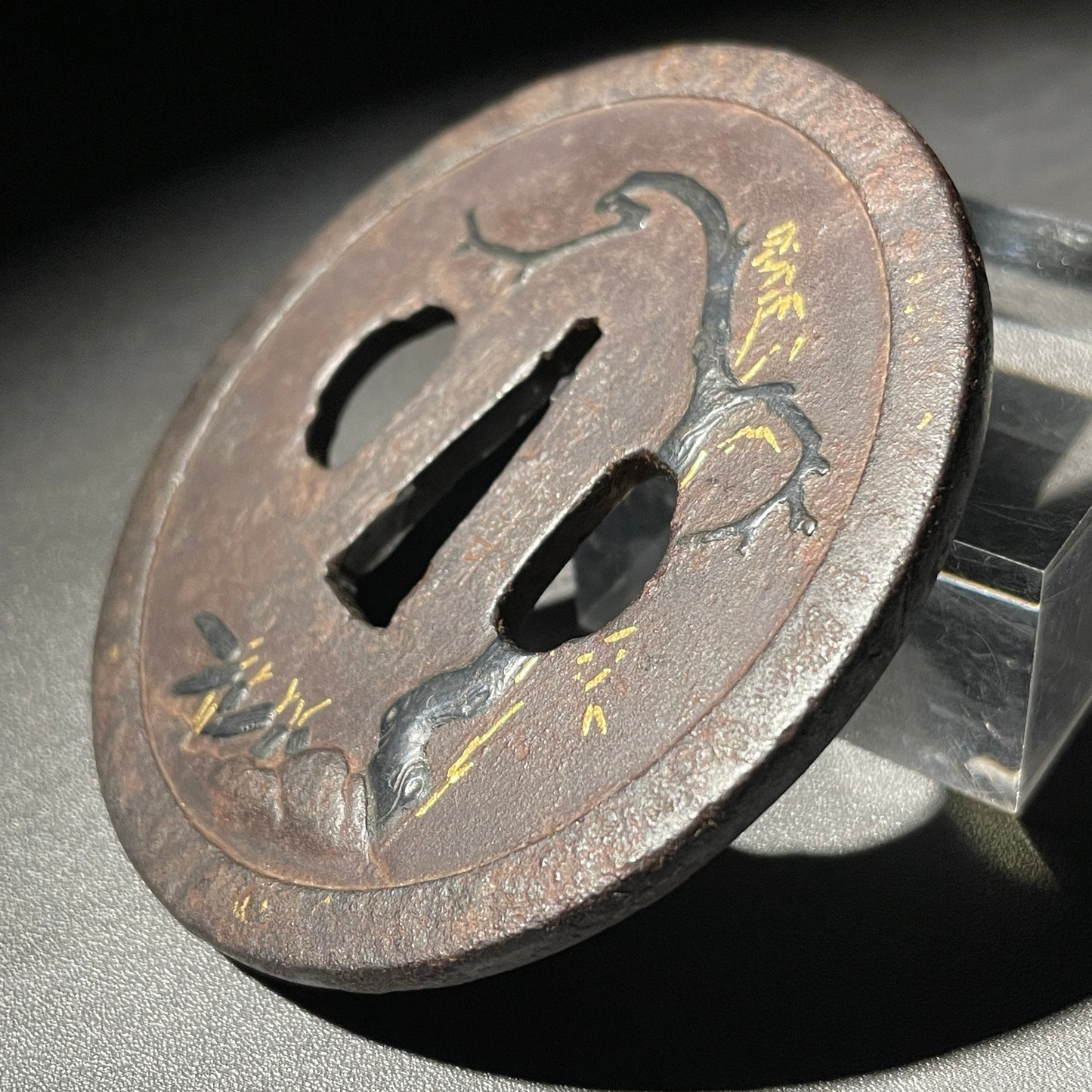 老松(Oimatsu), Old pine tree TSUBA, Shakudo inlay, Edo period