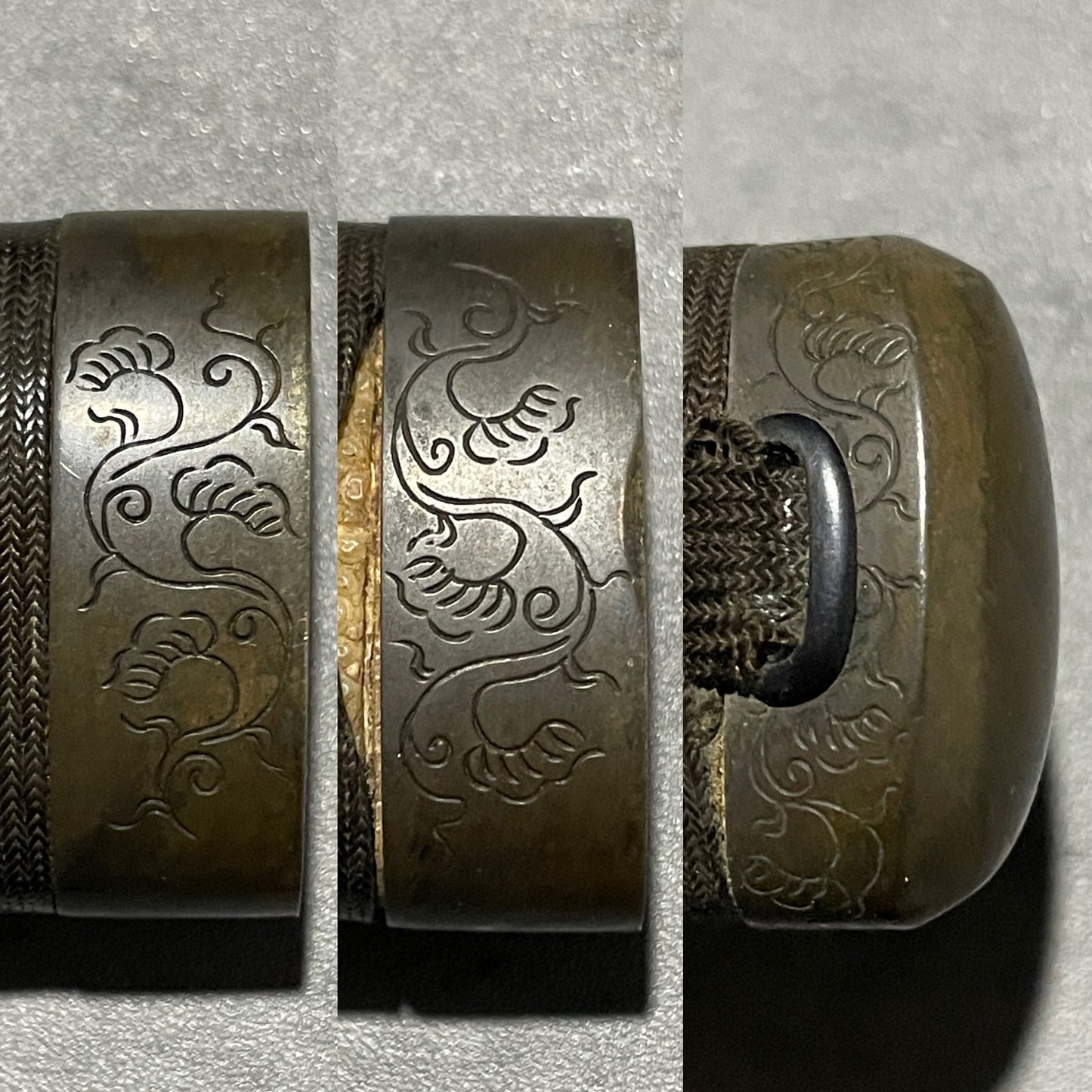 Tanto Koshirae 短刀拵, Karakusa Fittings 唐草文様一作金具, Shibuichi 四分一, with Kozuka