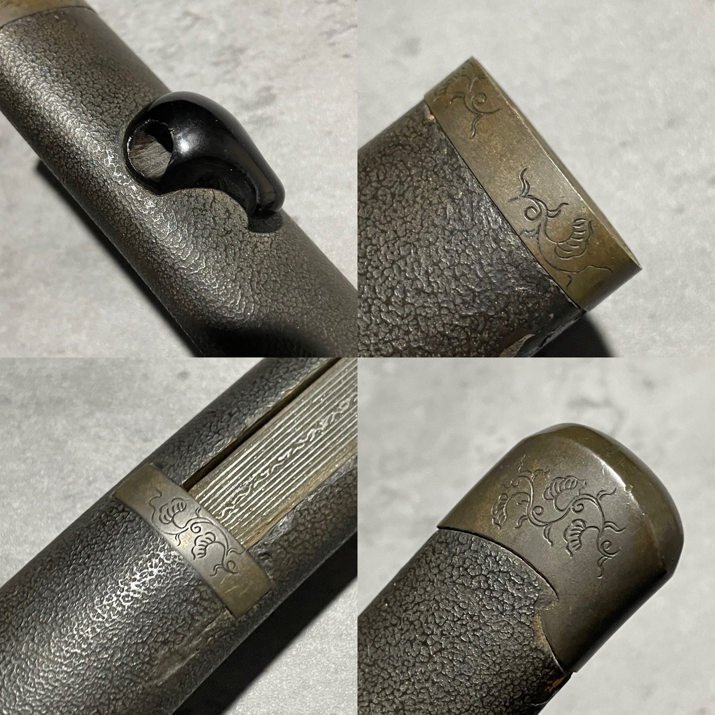 Tanto Koshirae 短刀拵, Karakusa Fittings 唐草文様一作金具, Shibuichi 四分一, with Kozuka