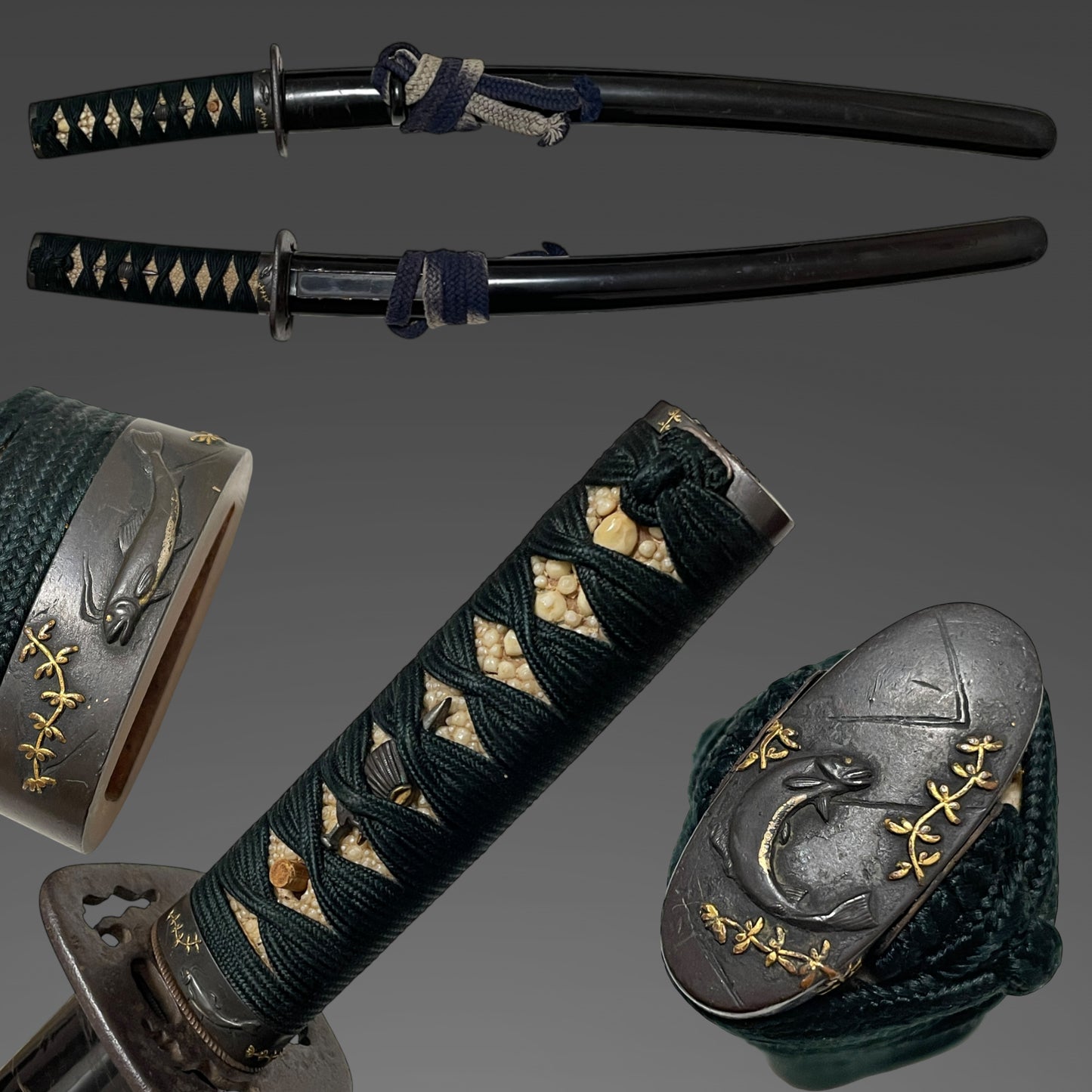 Fish Fuchikashira 魚図縁頭, Wakizashi Koshirae, 60cm (23.62 in.)