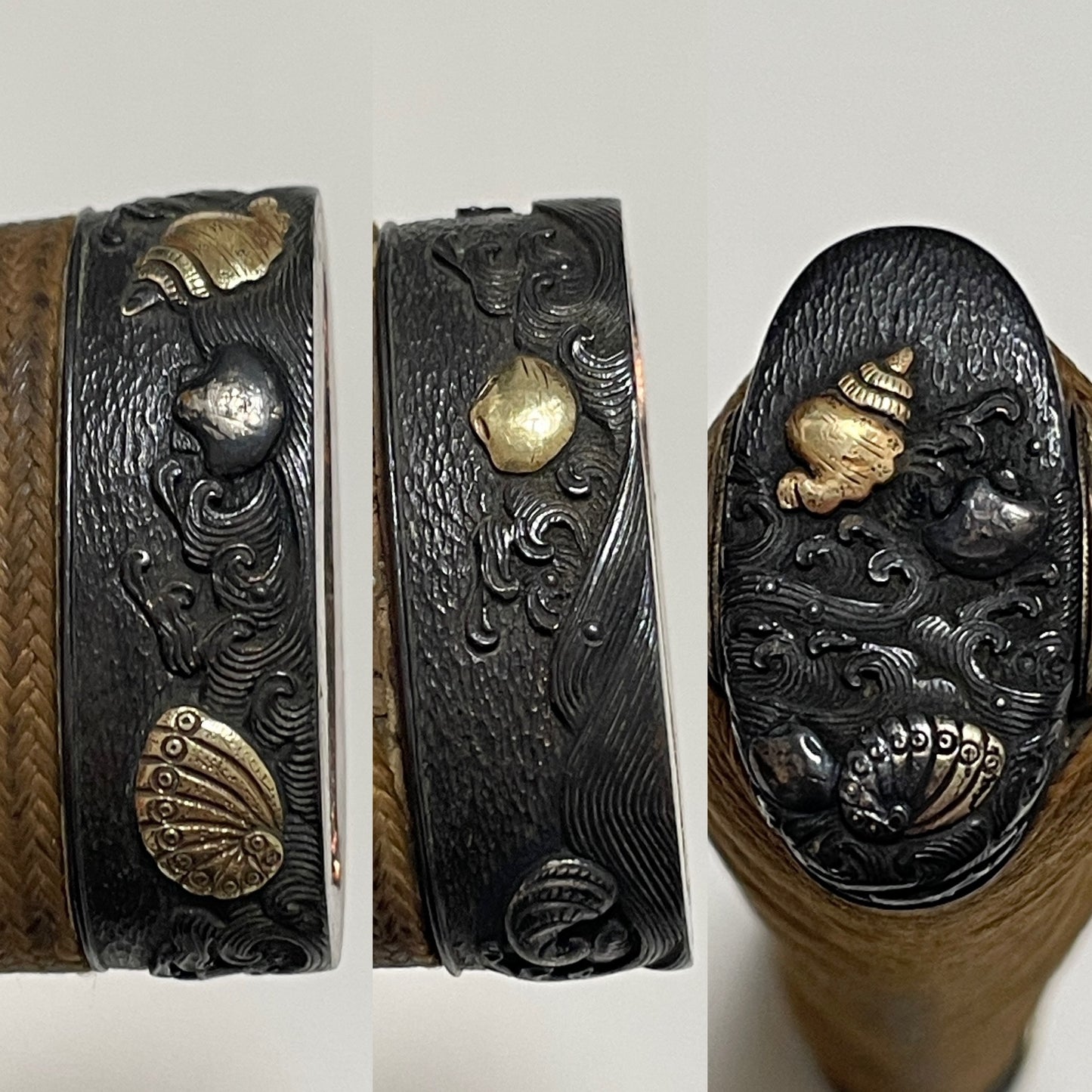 Raden Wakizashi Koshirae 螺鈿脇差拵, Dragon Kojiri, Shell Fuchikashira, Edo period
