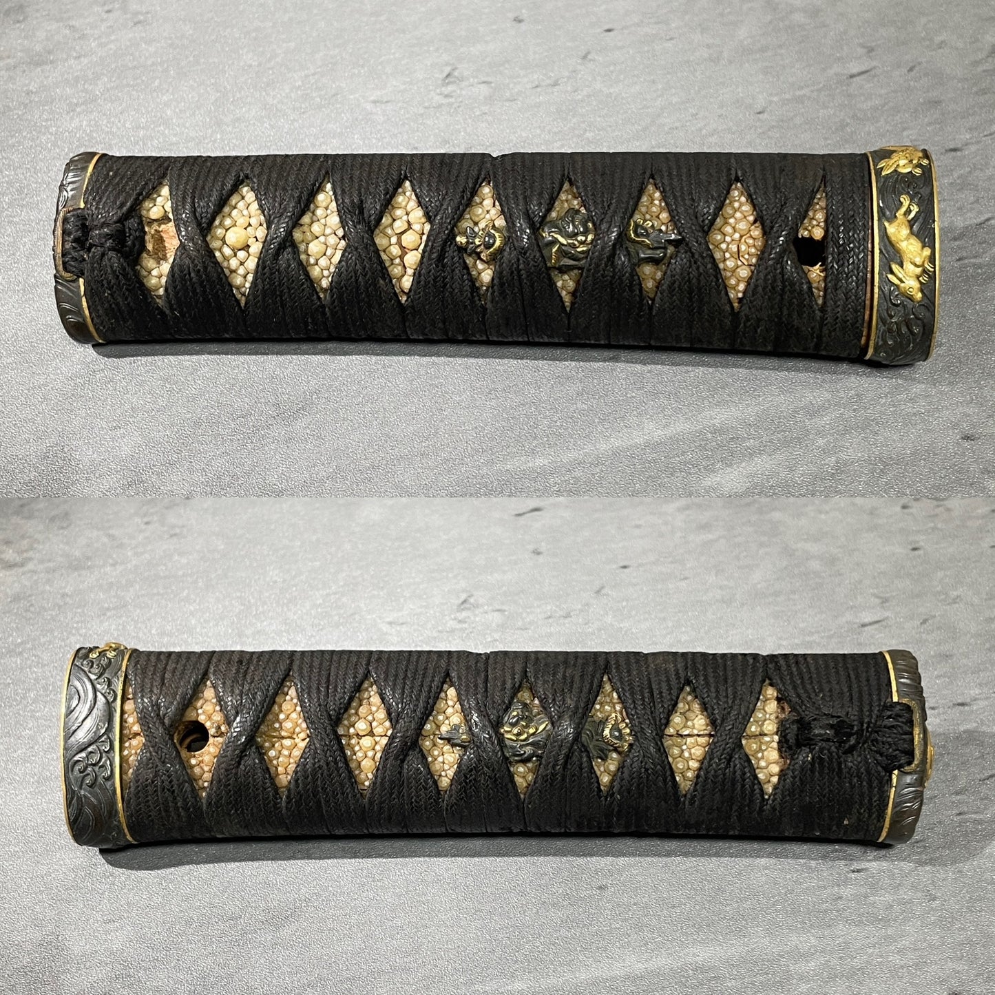 Nami-Usagi Fuchikashira 波兎縁頭, Tsukamae 柄前 For Wakizashi or Tanto