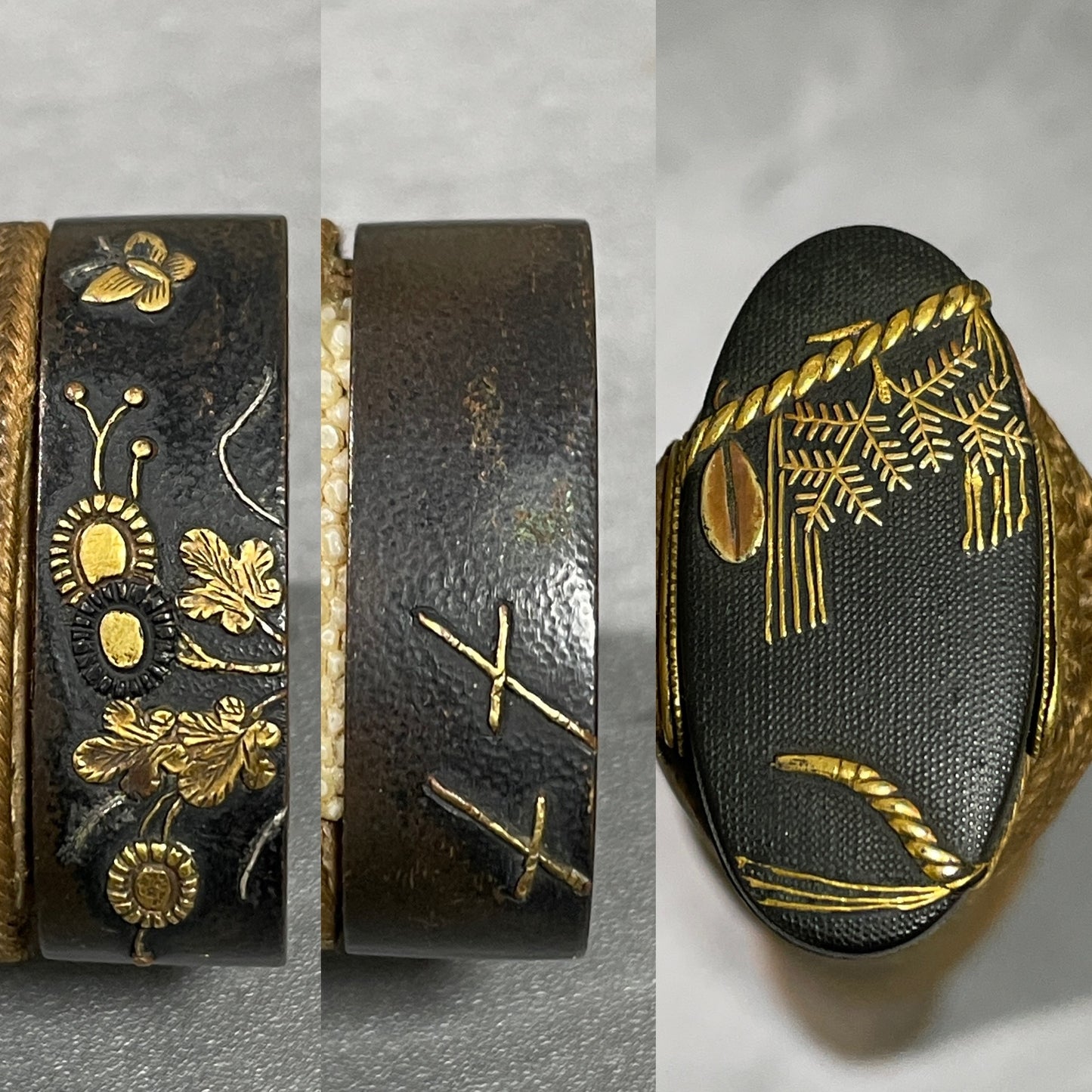 Tsukamae 柄前 For KATANA, Horse Menuki 馬目貫, Shimenawa 締縄 Kashira