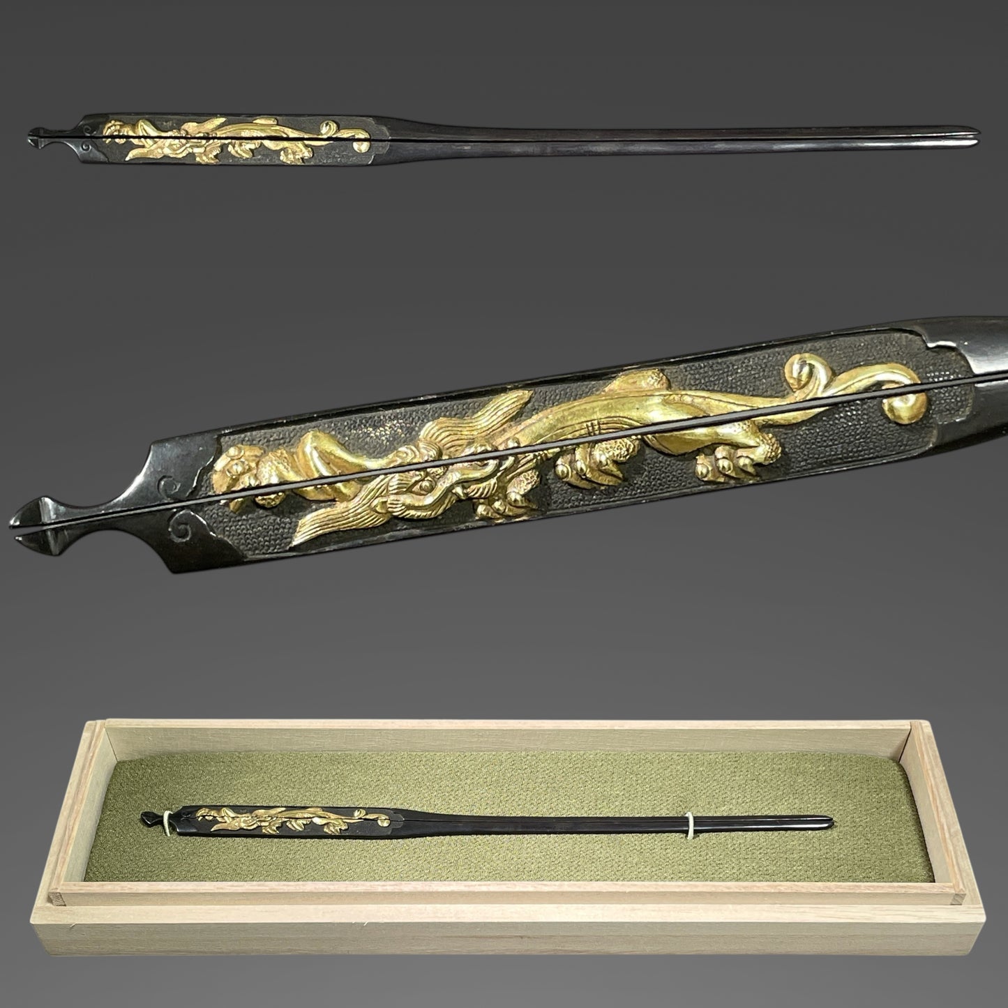 Dragon WARI-KOGAI, Shakudo Nanakoji, Edo period, with BOX