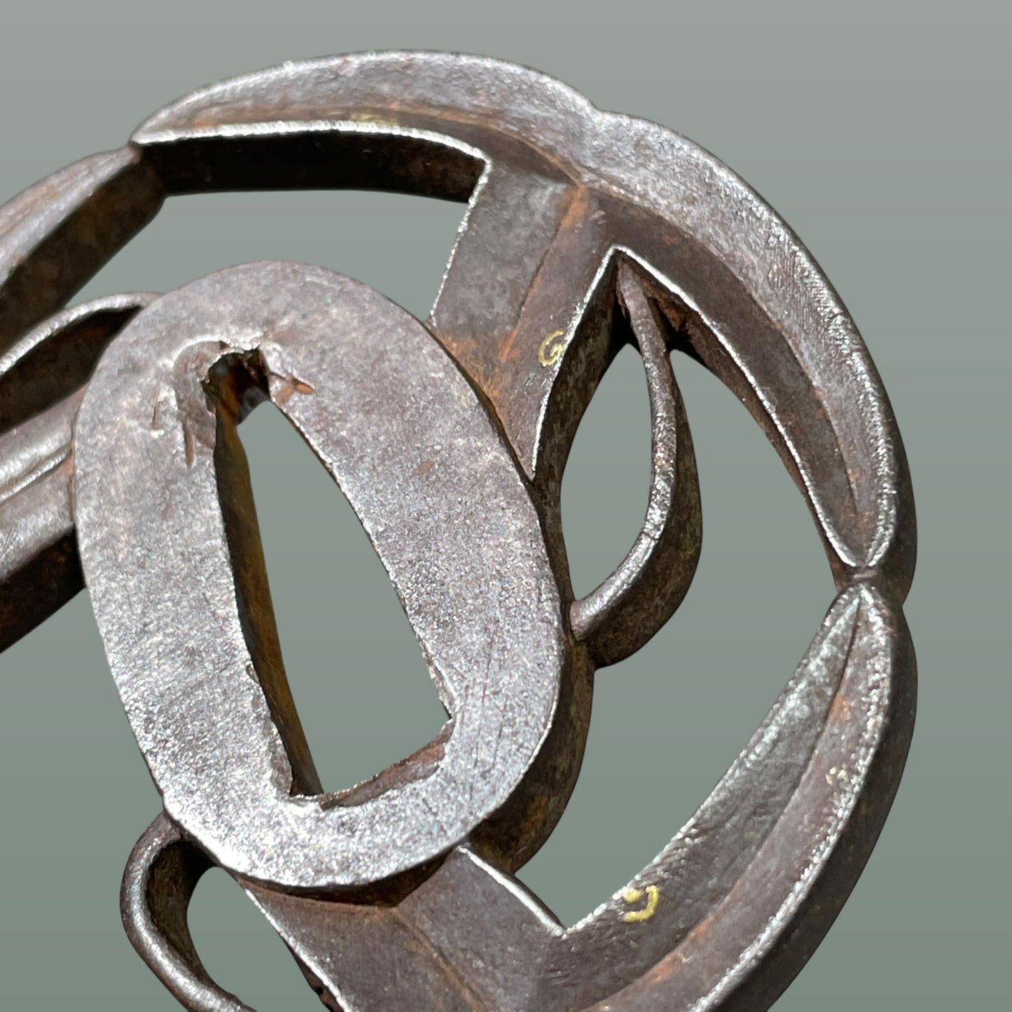 Omodaka Sukashi Thick TSUBA 沢潟透鍔, Edo period, Iron back, With BOX