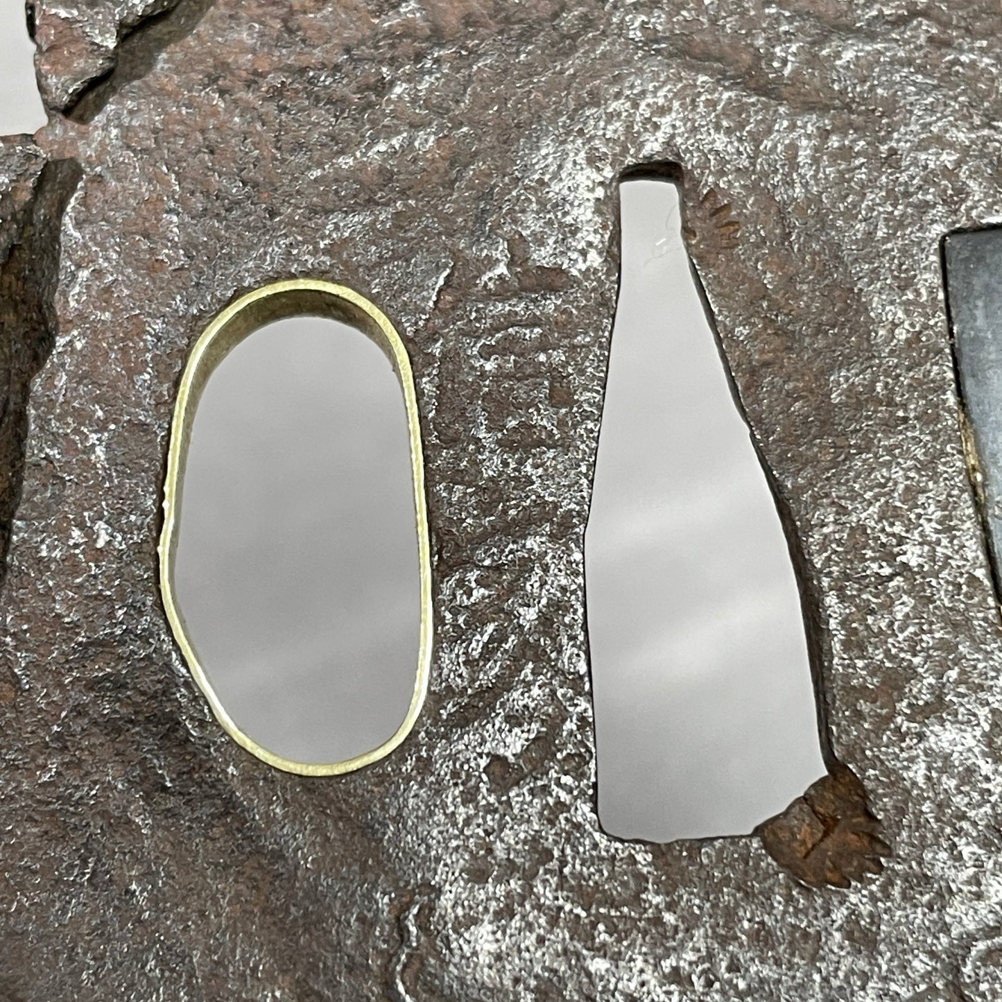 Mantis and Snail TSUBA, Nobuie 信家 signed, Edo period, Iron back, with BOX