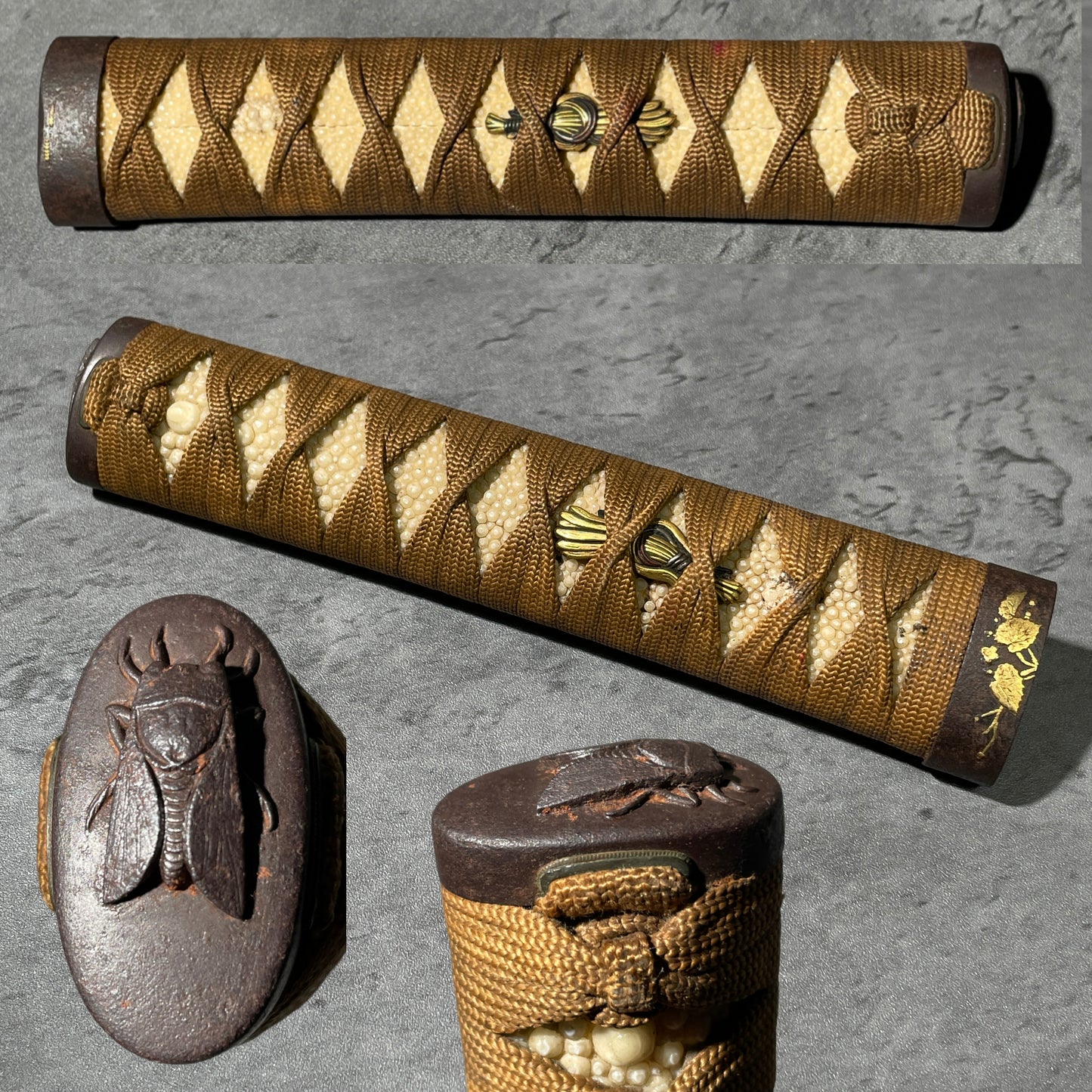 Cicada Kashira Tsukamae 蝉頭柄前 for Wakizashi, Edo period