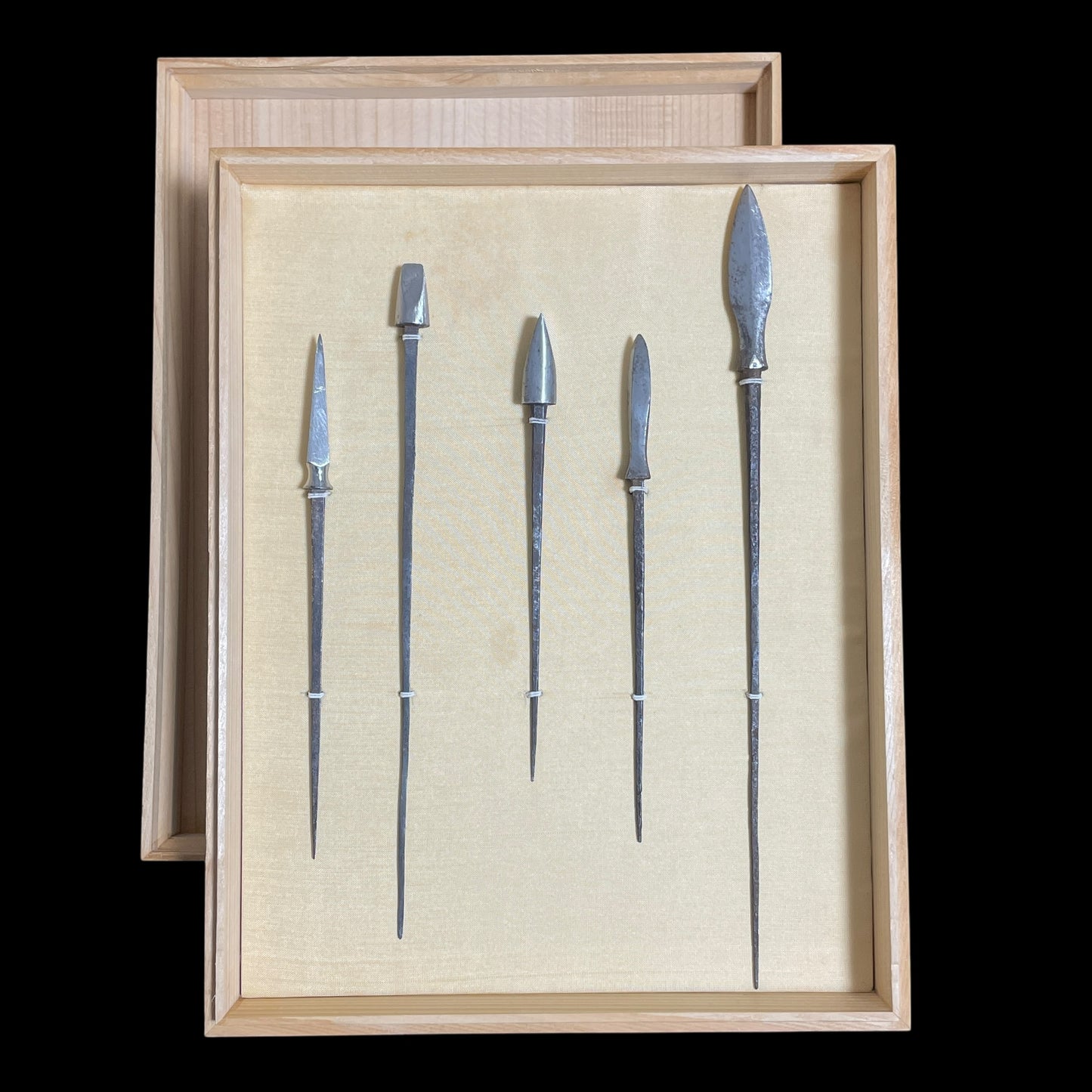 YAJIRI x 5 鏃 Samurai Arrowhead, Edo period, with BOX