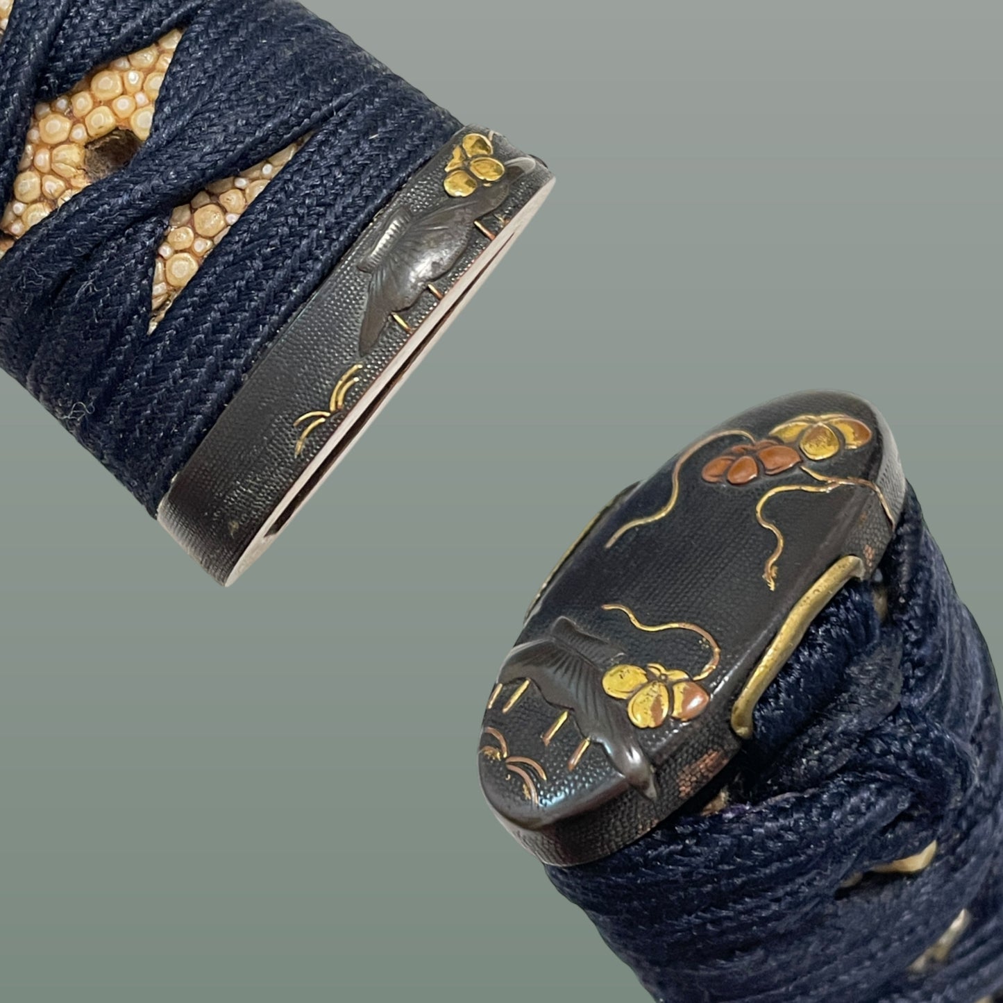 Short Wakizashi Koshirae, Tsuta-karakusa Fuchikashira 蔦唐草縁頭, Edo period