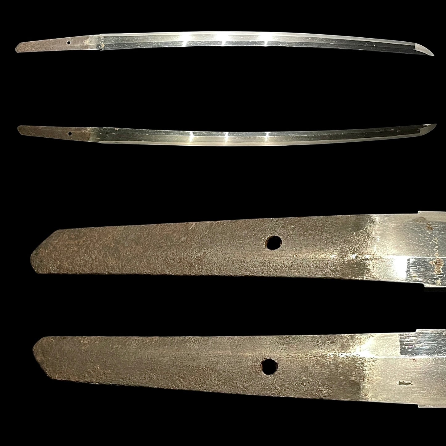 Long Wakizashi with Shakudo Bird Fuchikashira and Gold inaly Tsuba, Edo period mumei