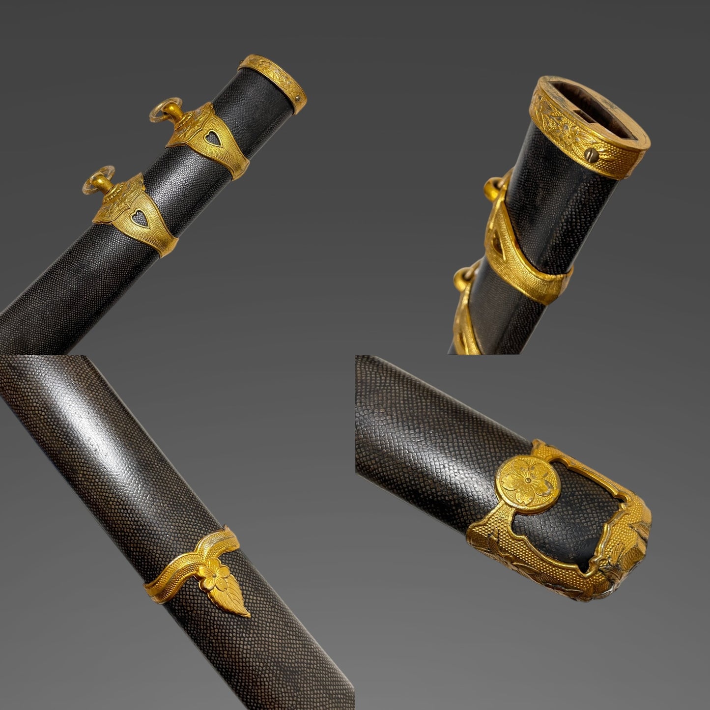 Navy GUNTO 海軍刀, Rayskin Scabbard, Serial number engraved, WW2 Japanese Officer Sword