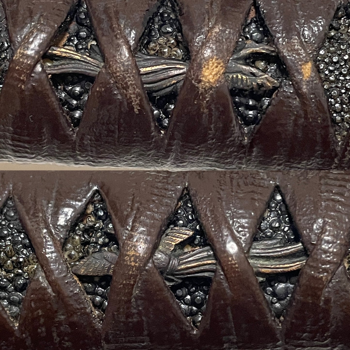 Masaie 正家 signed, Shobuzukuri Wakizashi, Peonies and butterflies Fuchikashira, Muromachi period